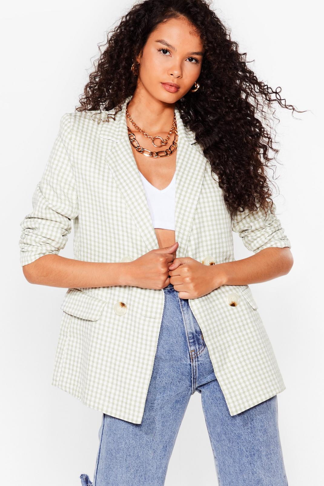 Sage Double Breasted Check Blazer image number 1
