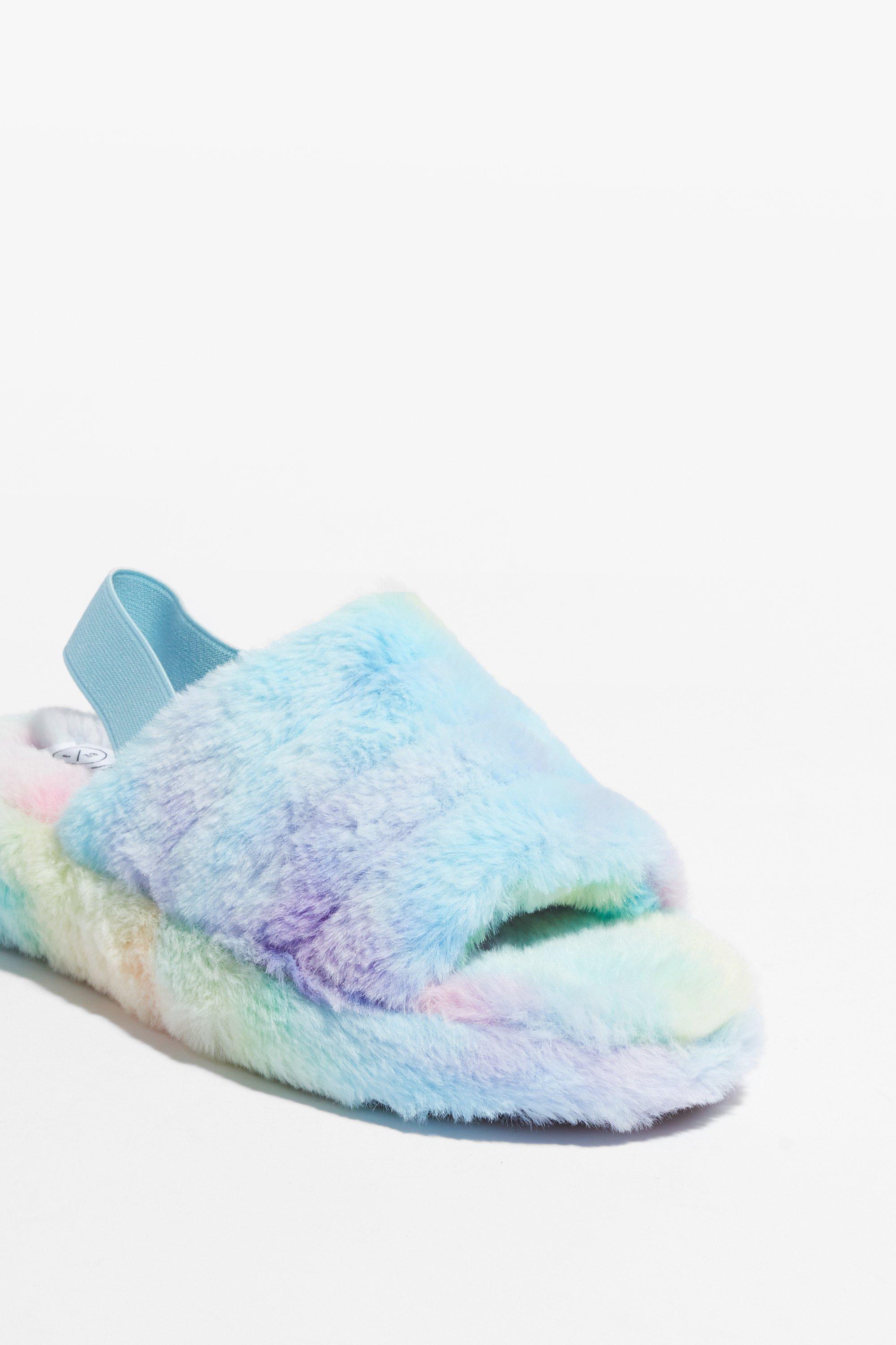 Go Faux Fur It Slingback Platform Slippers Nasty Gal