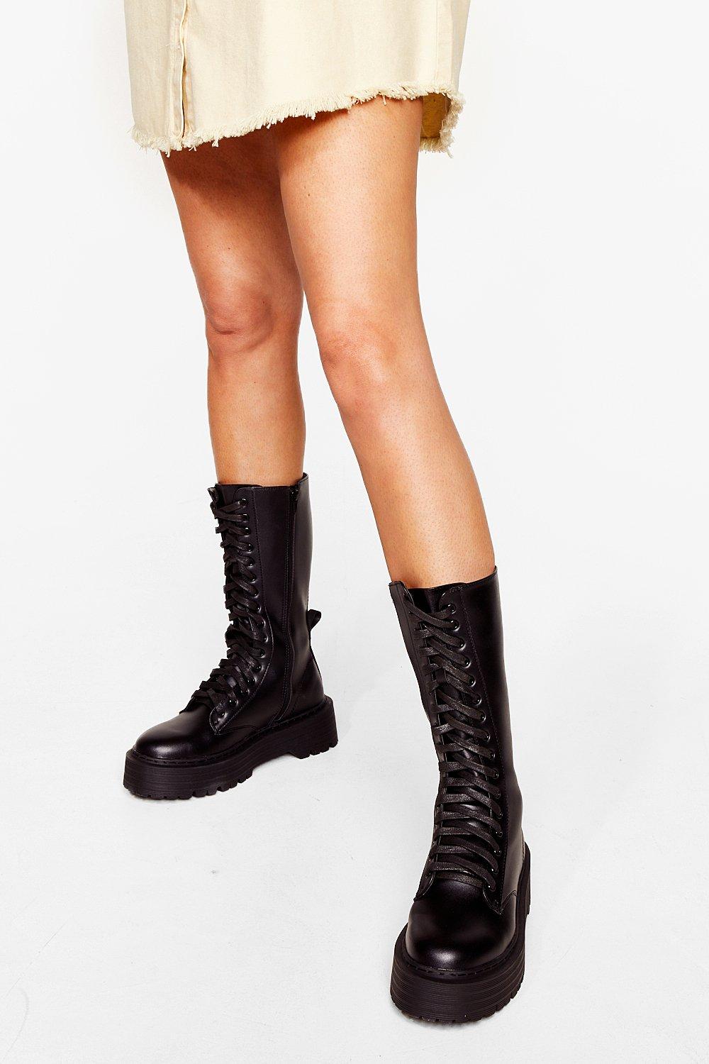 cleated thigh high boots