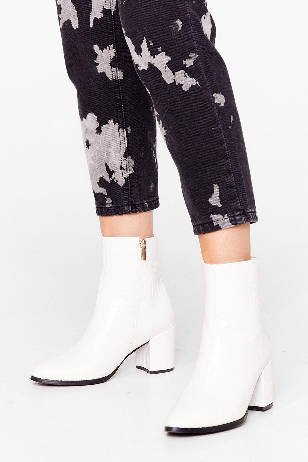Croc Embossed Block Heel Ankle Boots | Nasty Gal