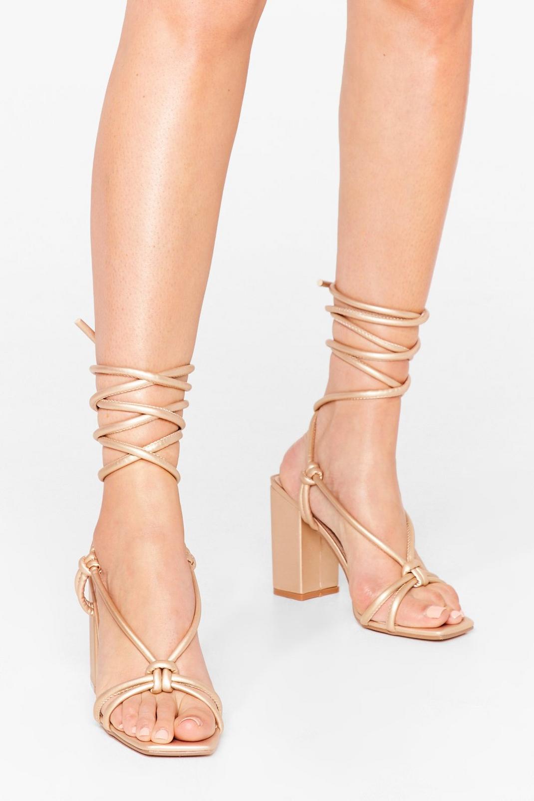 Gold Blocking Out the Haters Metallic Lace-Up Heels image number 1