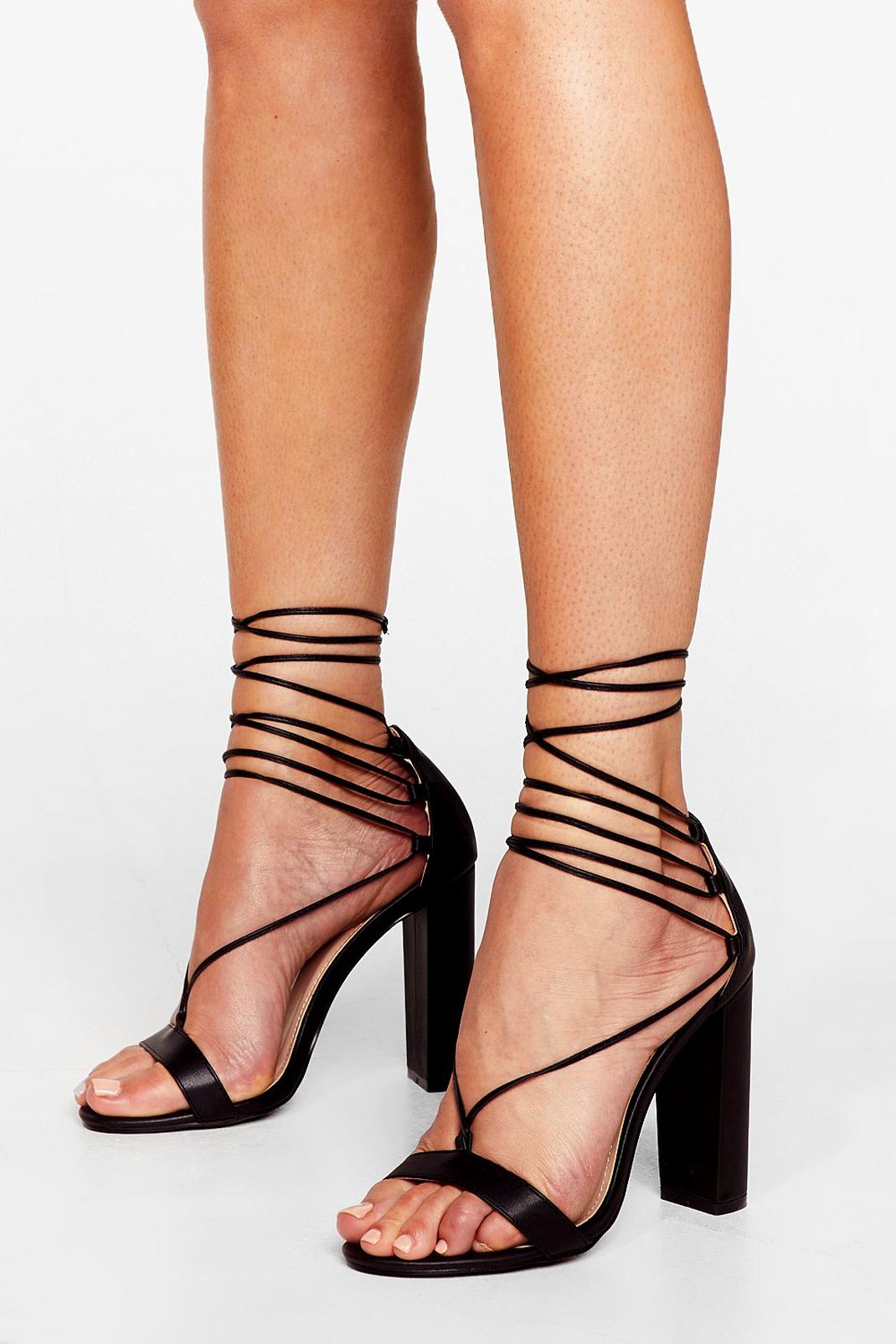 Only Tie Will Tell Faux Leather Heeled Sandals image number 1