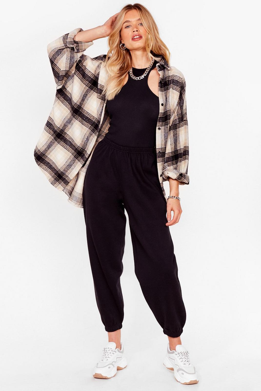 Black Slouchy Oversized High Waisted Joggers image number 1