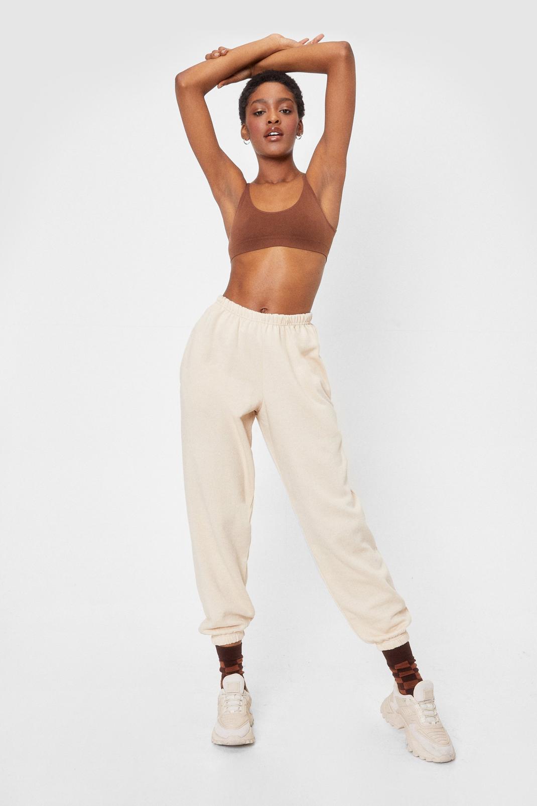 Stone Slouchy Oversized High Waisted Joggers image number 1