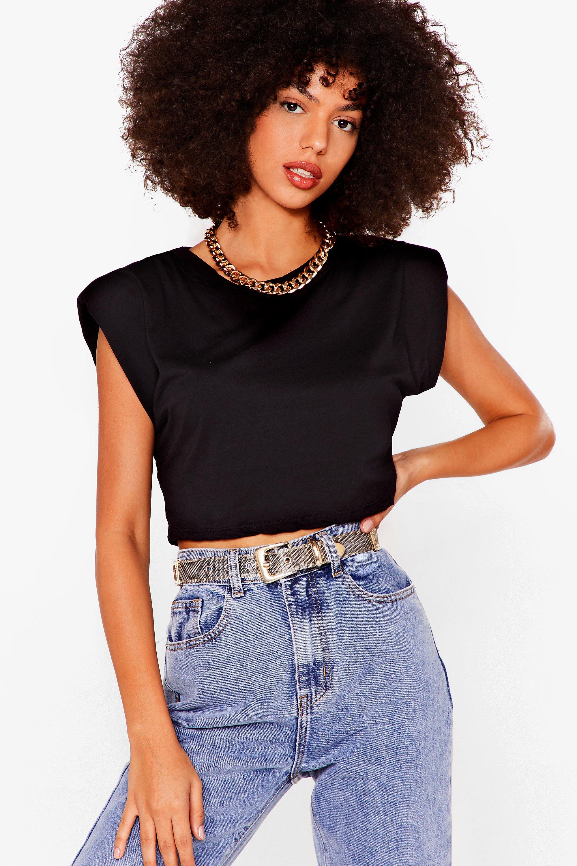 Crop Right There Shoulder Pad Tee Nasty Gal