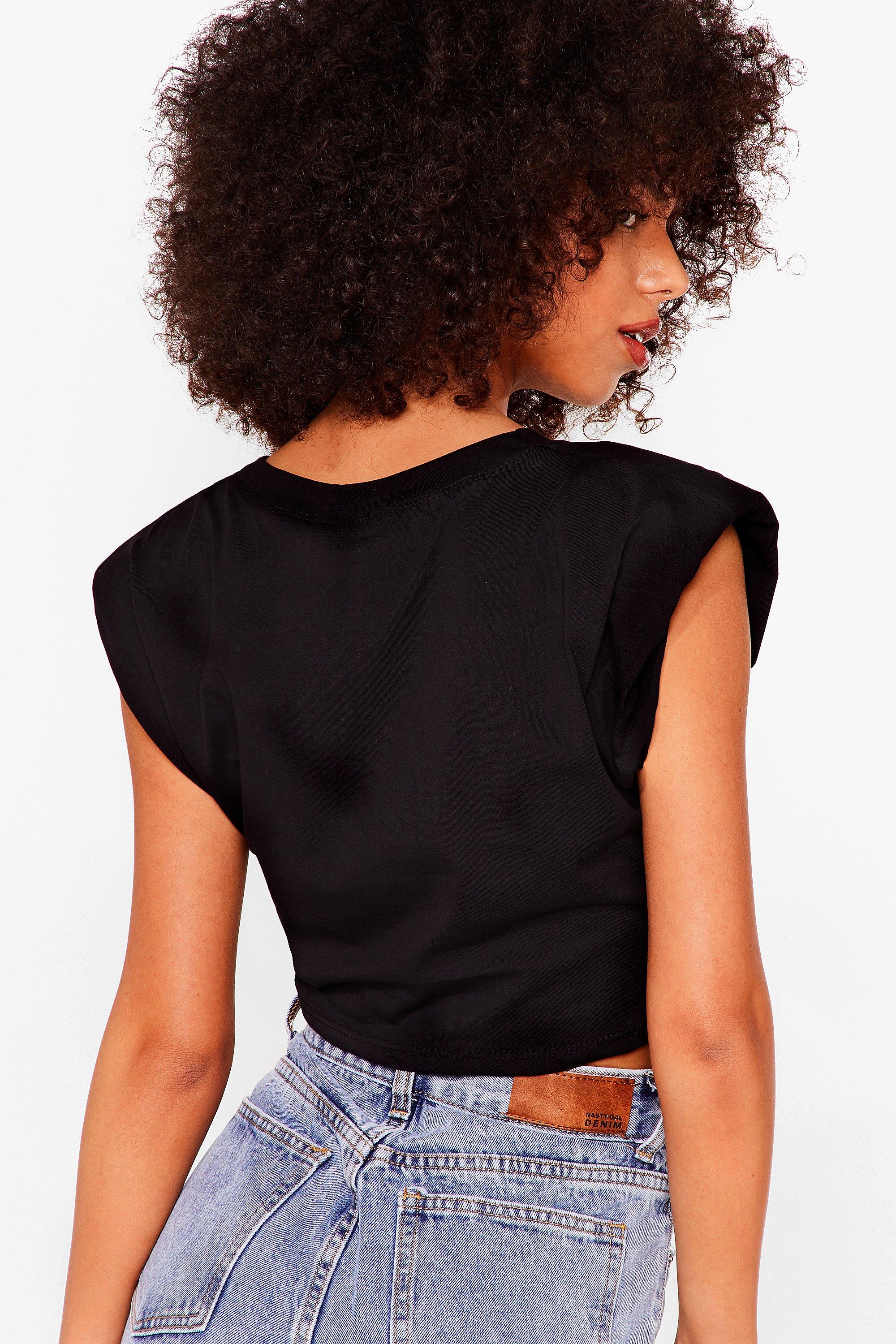 Crop Right There Shoulder Pad Tee Nasty Gal
