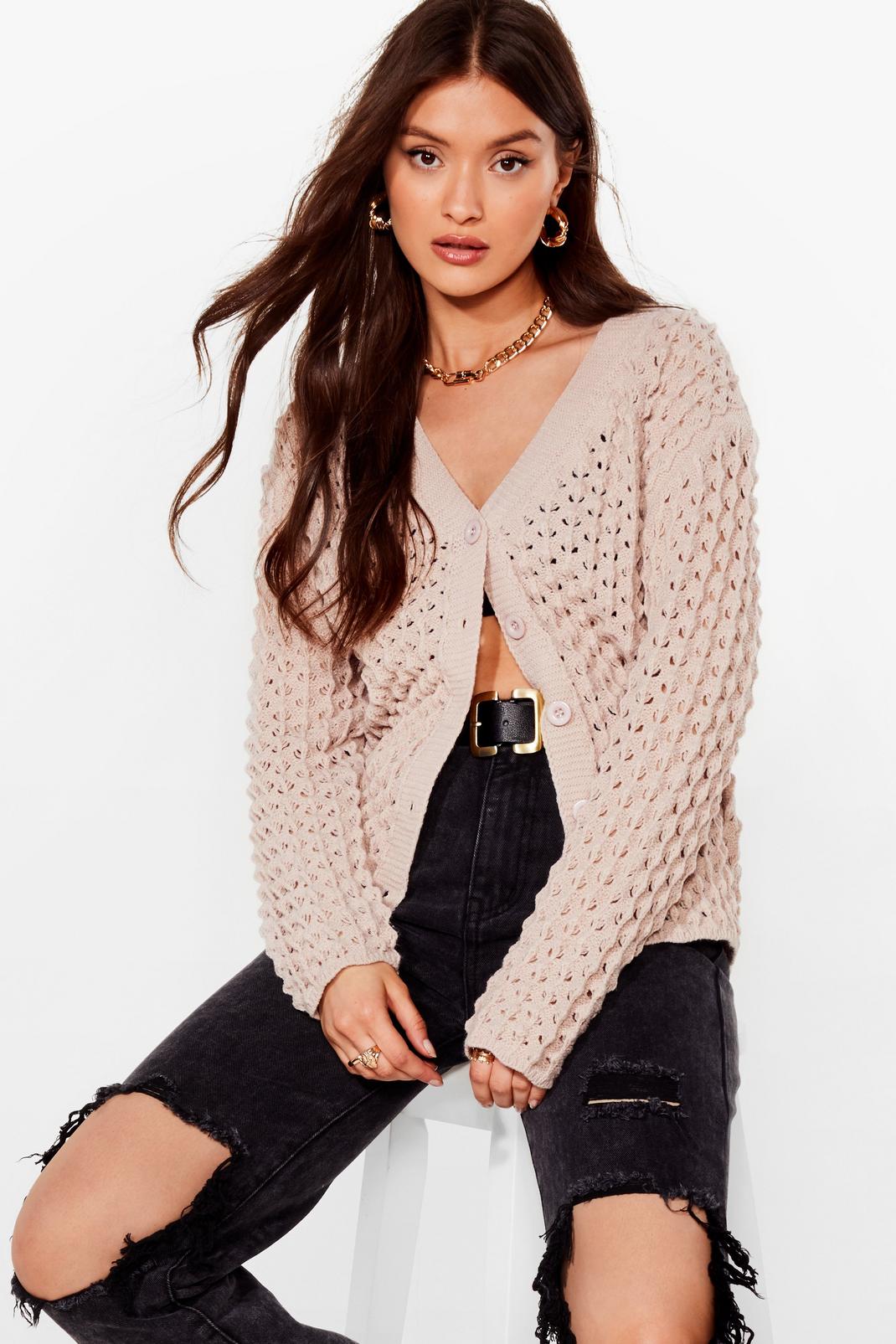 Textured Button Up Knit Cardigan image number 1