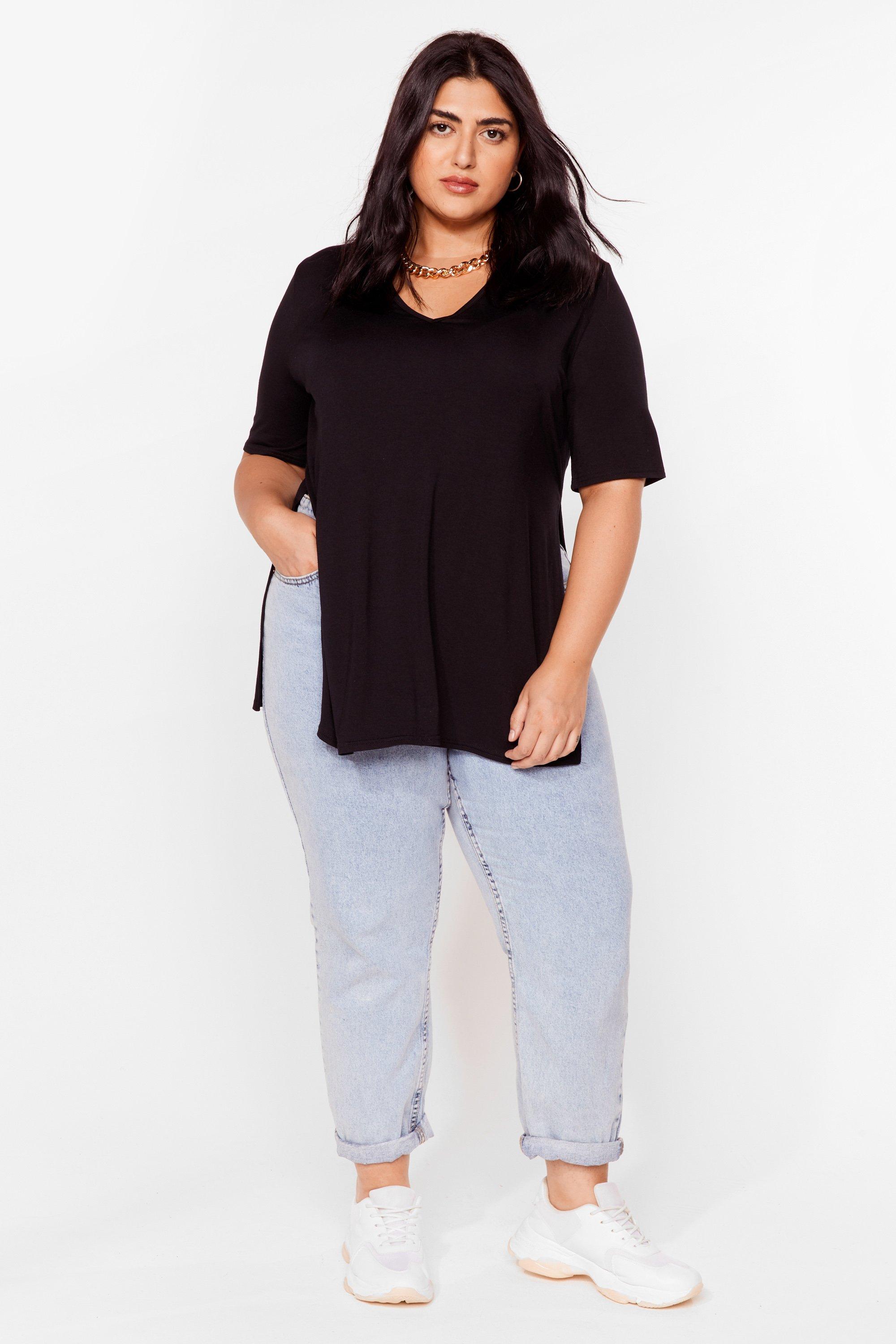 Long Line Side Split T-shirt With Slightly Longer Back 