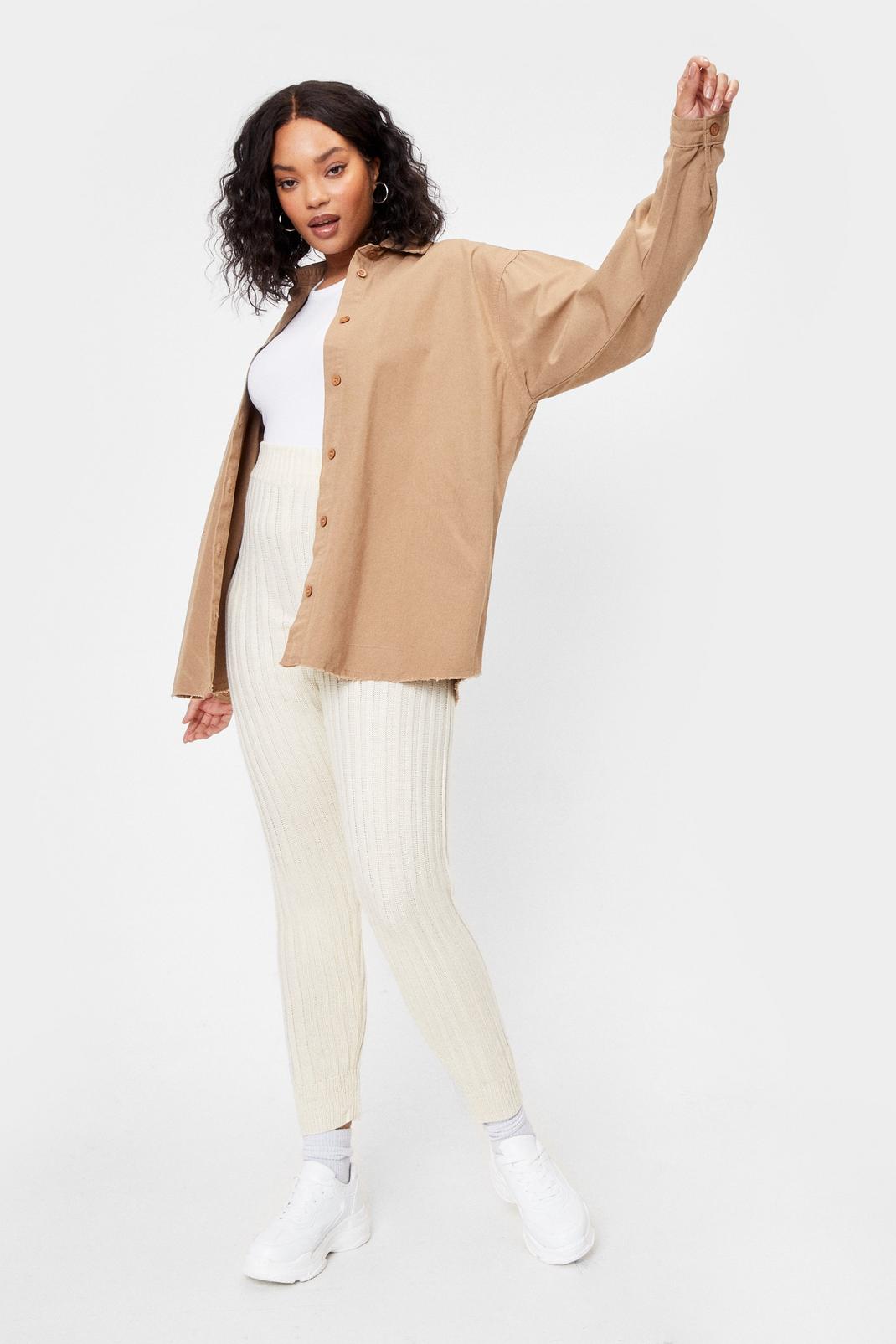 Cream Rise Above Knit Plus High-Waisted Tracksuit Pants image number 1