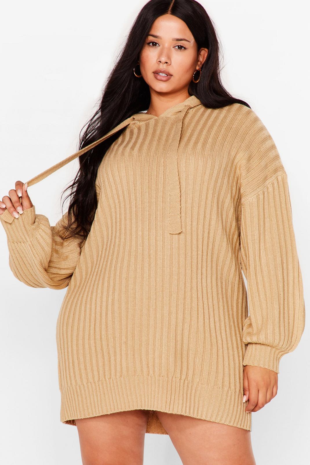 Get Knit Done Plus Ribbed Hoodie Dress image number 1