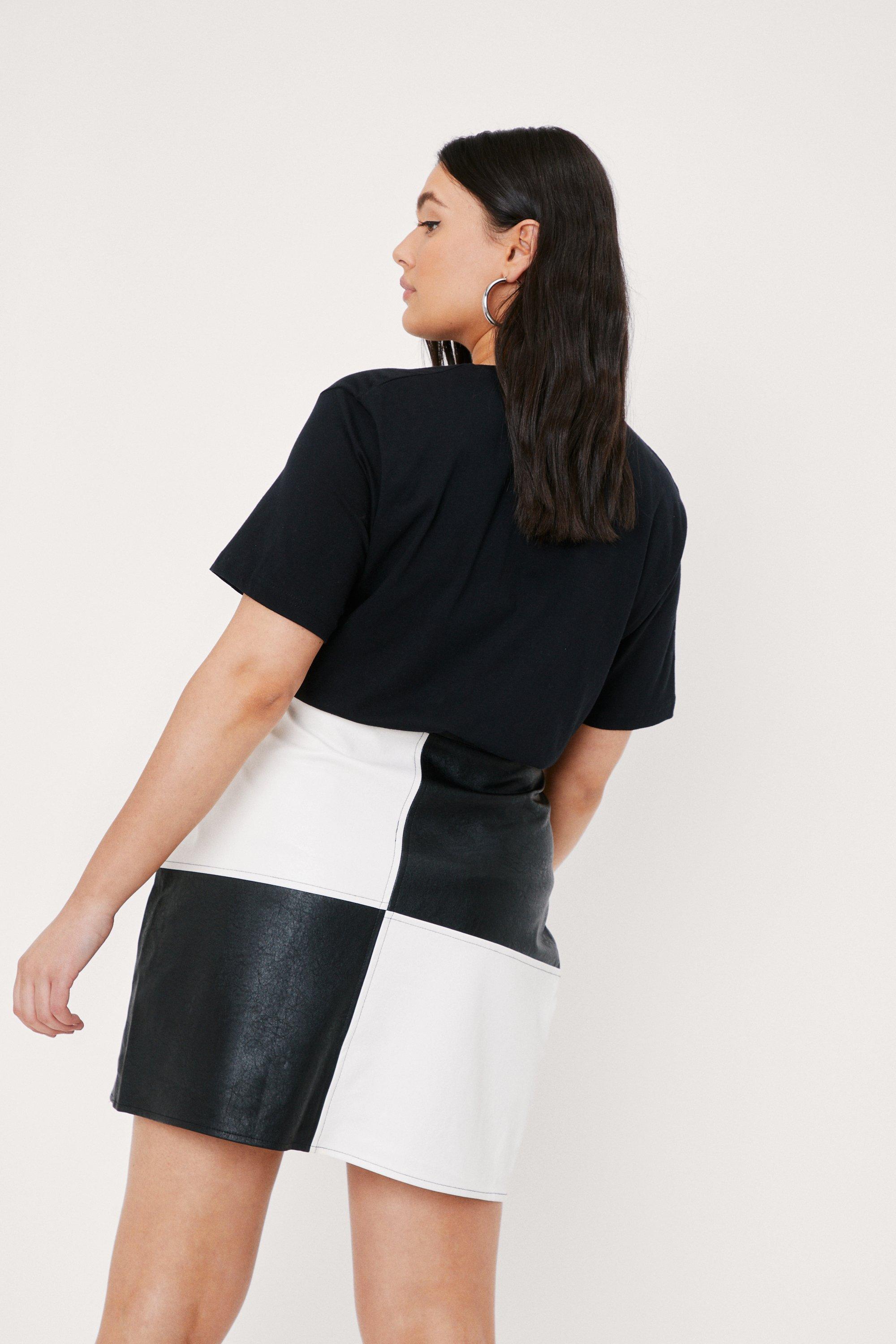 Checkered skirt outlet leather