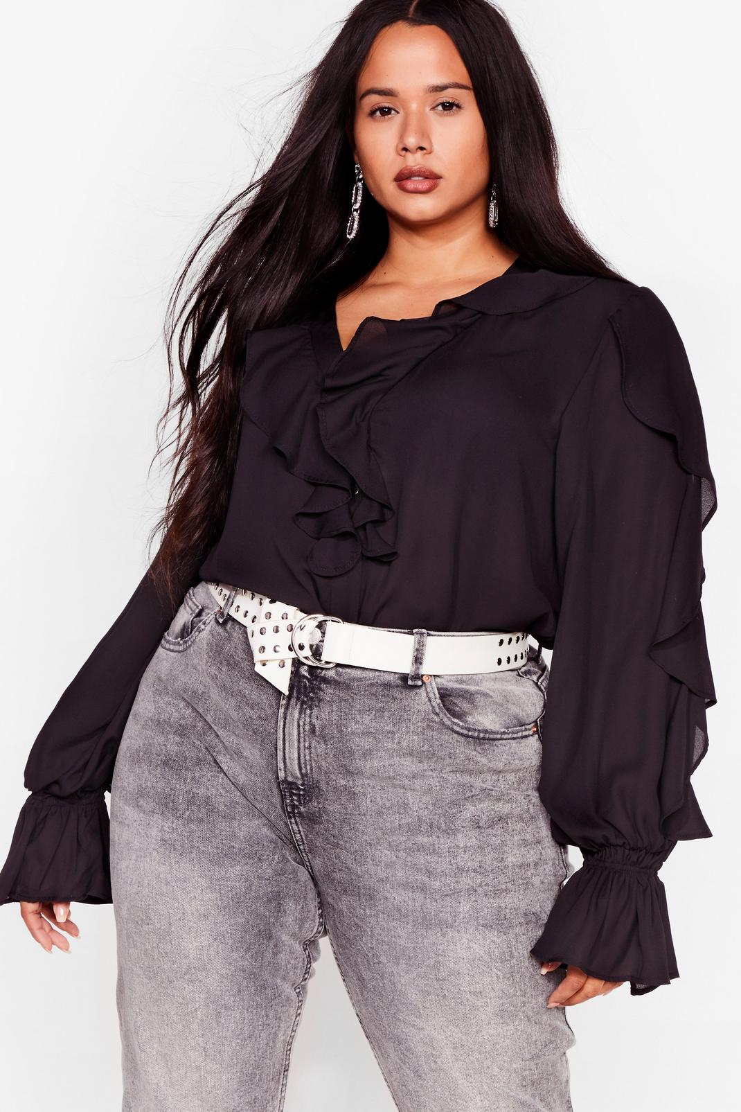 Plus Size Ruffle Button Up Blouse image number 1