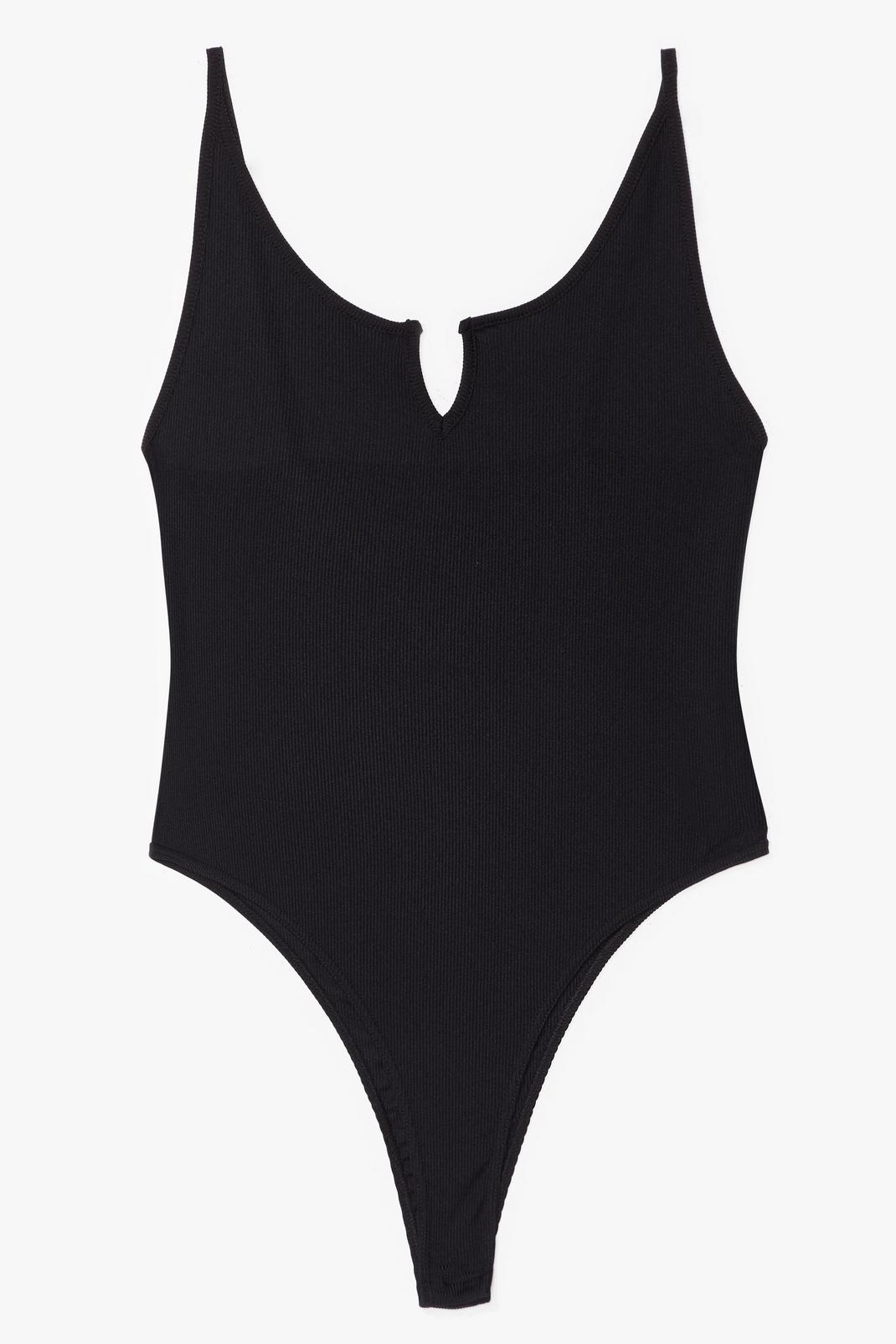 Black Plus Size Scoop Neck Thong Bodysuit image number 1