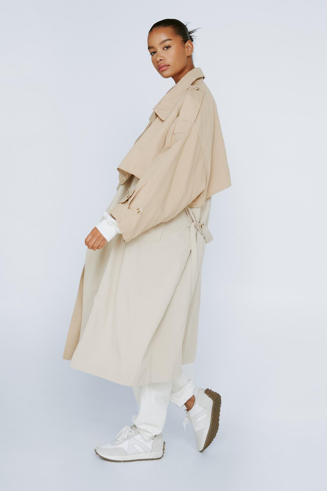 111 Plus Size Two Tone Oversized Trench Coat image number 2