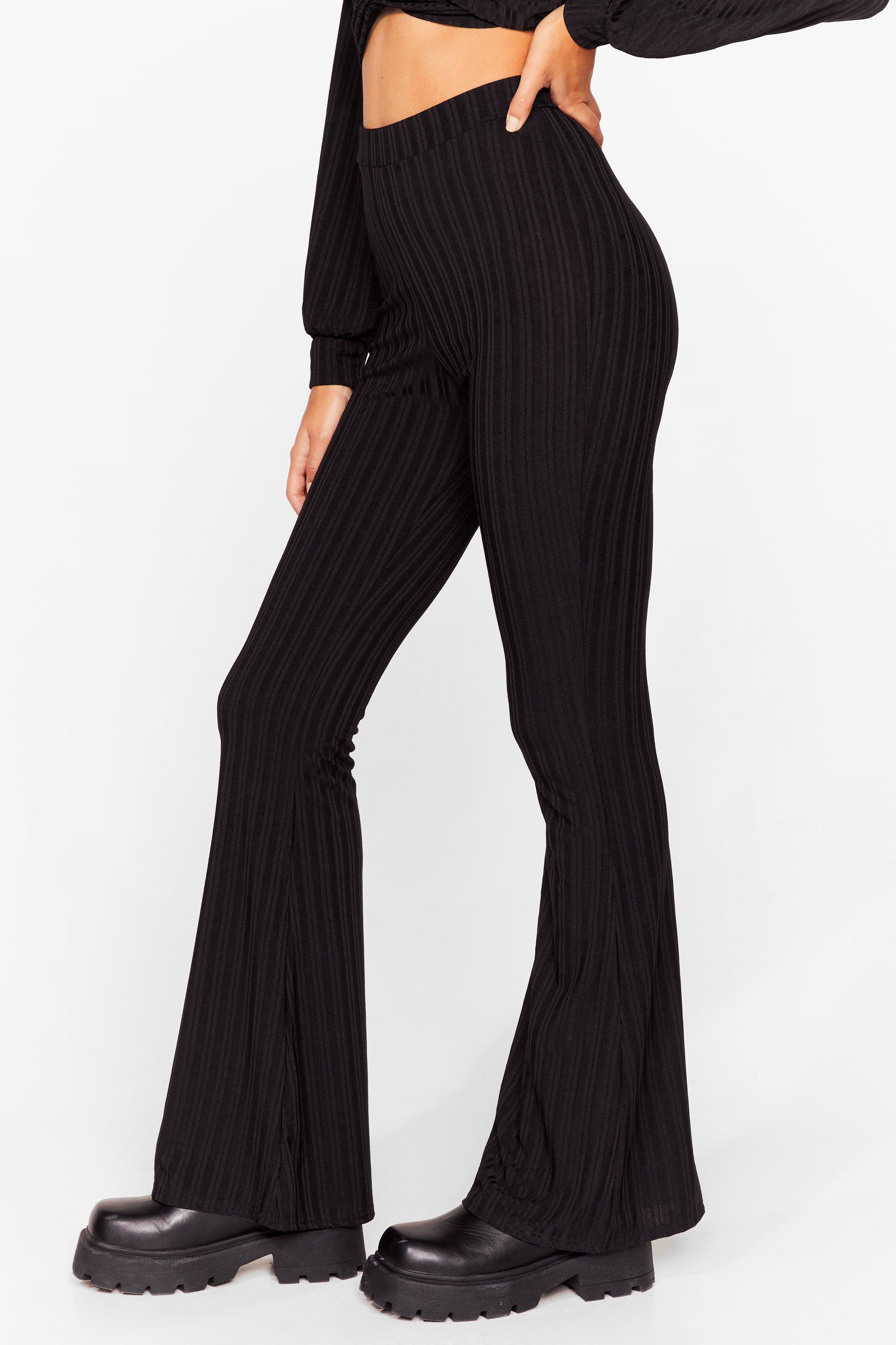 Flares the Party Ribbed High-Waisted Pants
