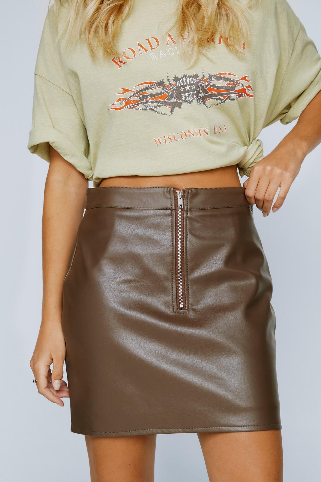 186 Faux Leather Bodycon Mini Skirt image number 2