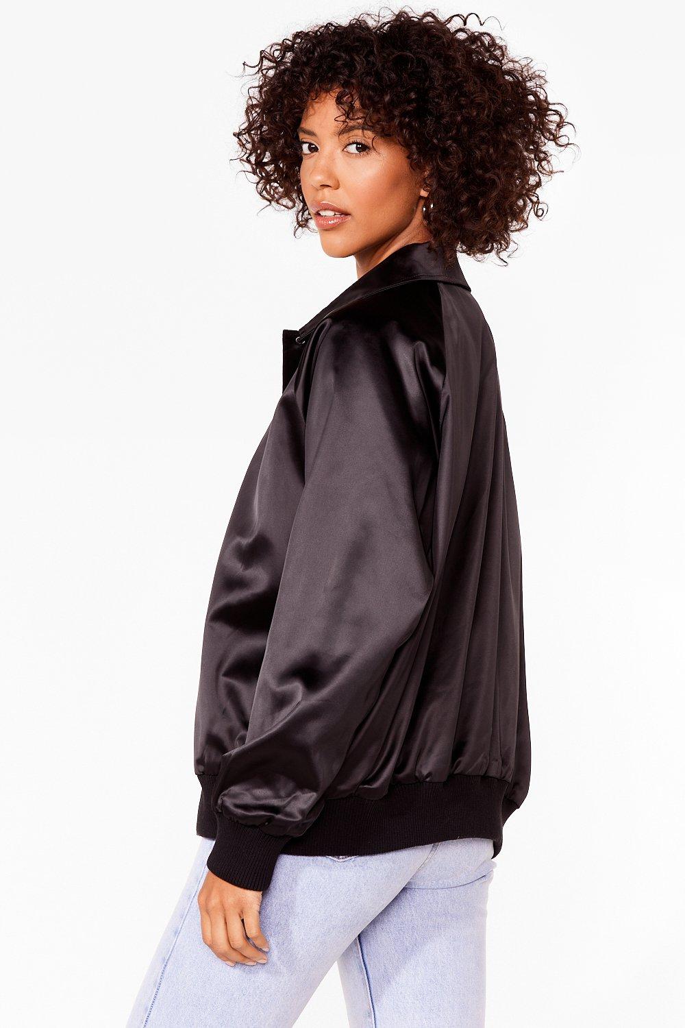 Oversized satin bomber on sale jacket