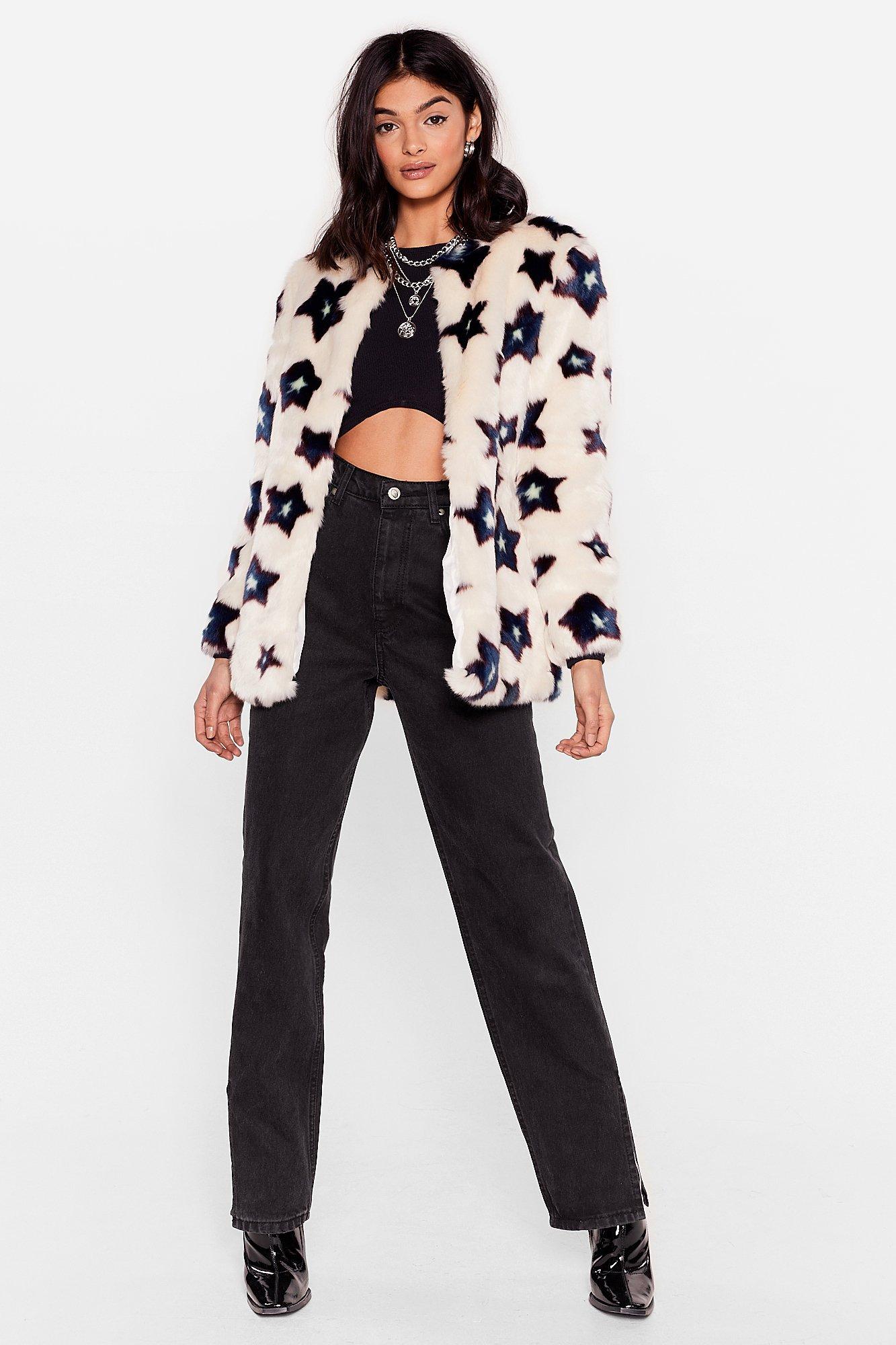 Star fuzzy outlet jacket