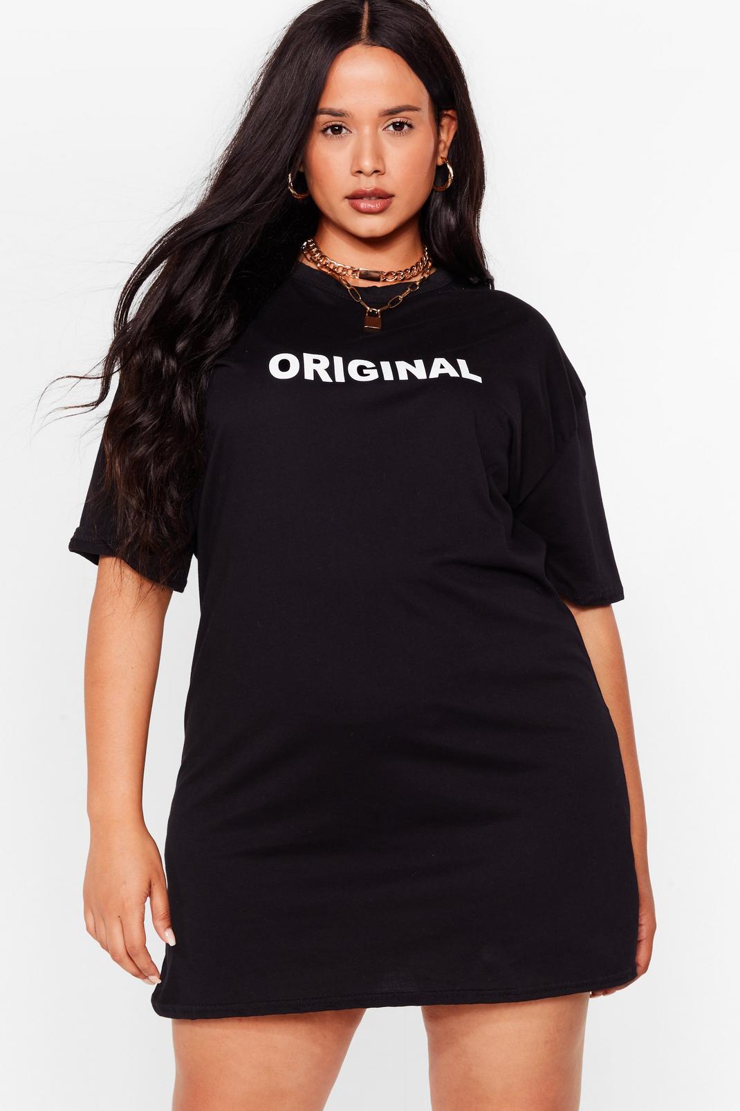 Grande taille - Robe t-shirt à slogan Tellement original, Black image number 1