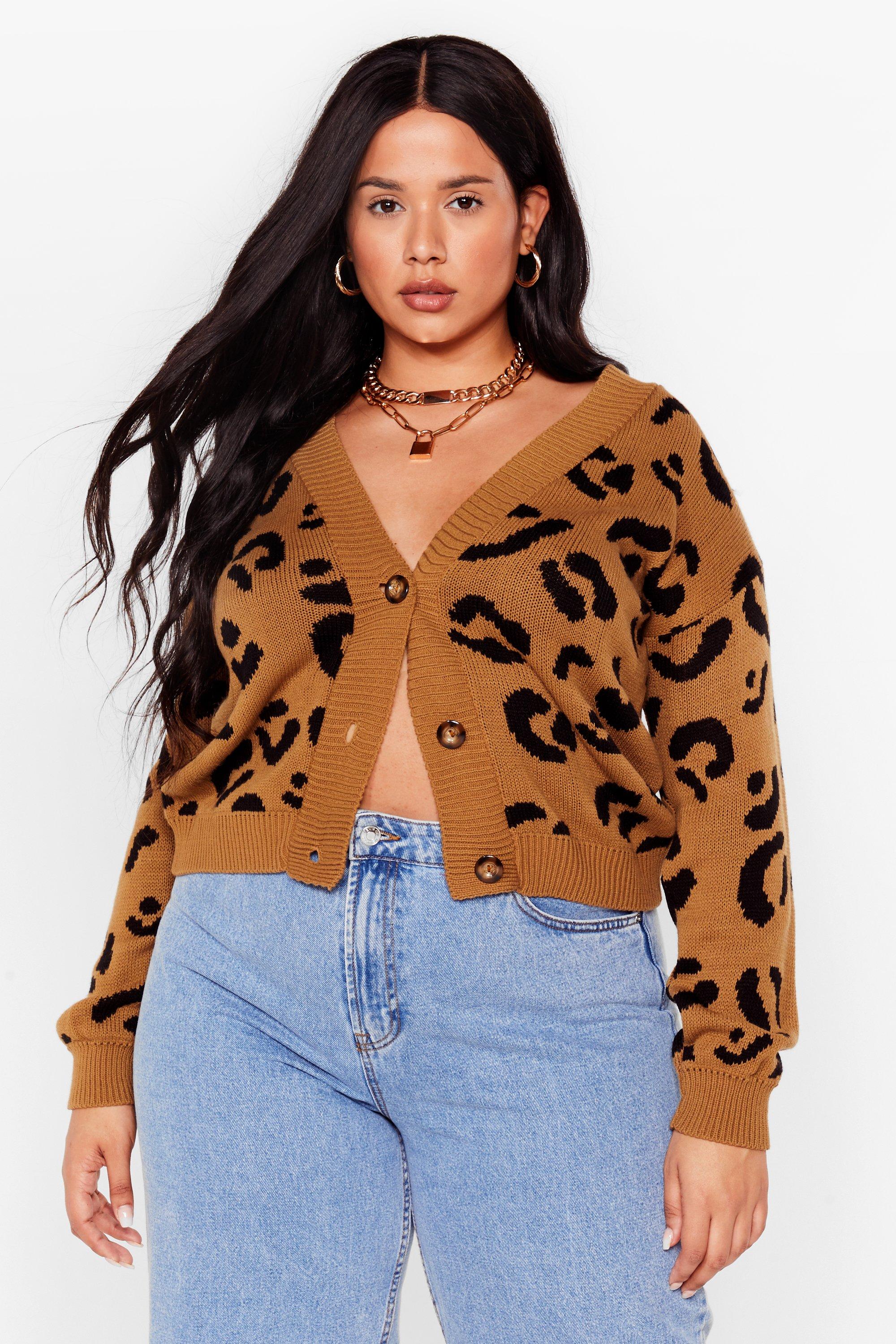 Plus size leopard on sale cardigan