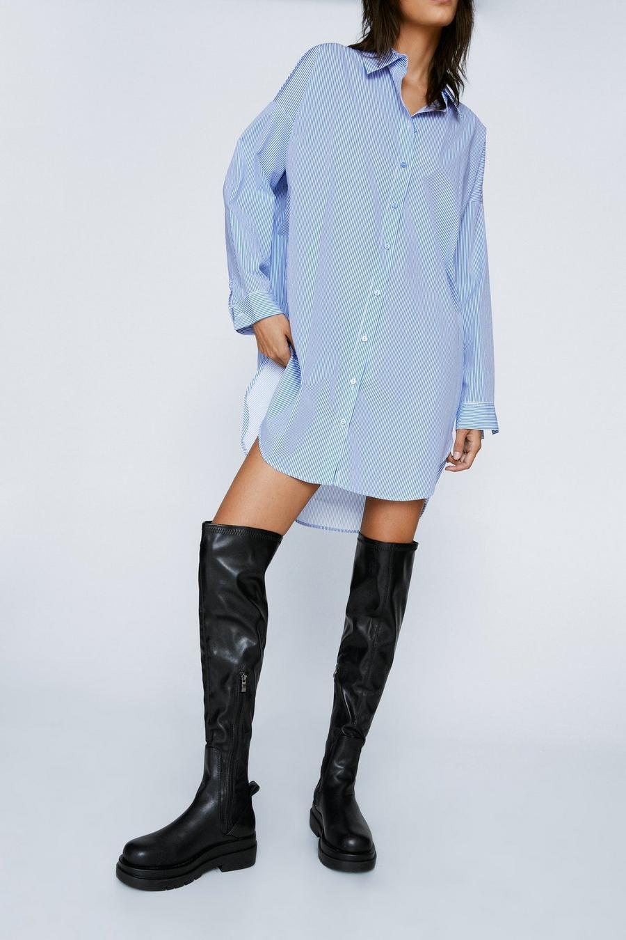 Faux Leather Cleated Over The Knee Boots
