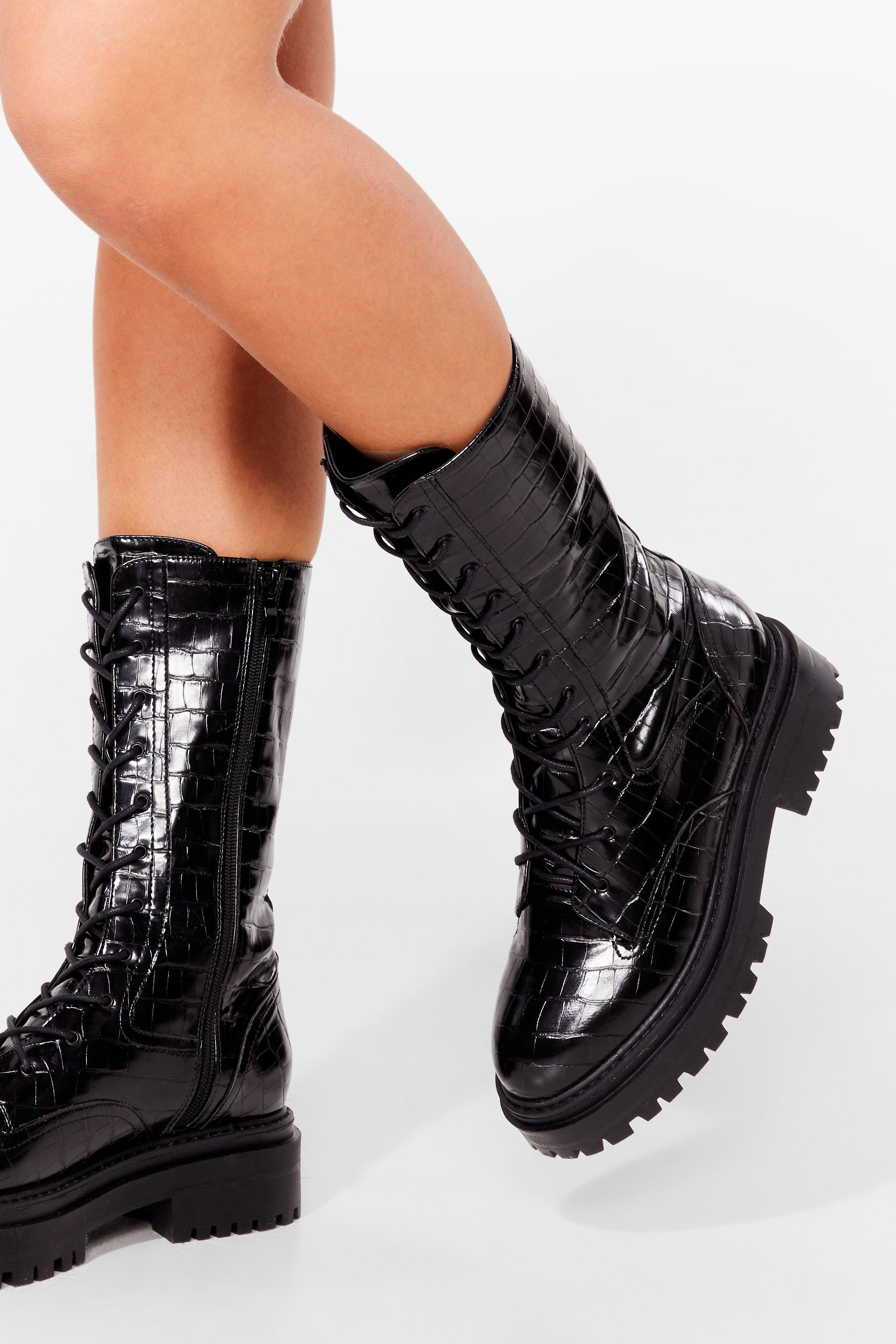 Nasty Gal Womens Lace Up Over The Knee Boots