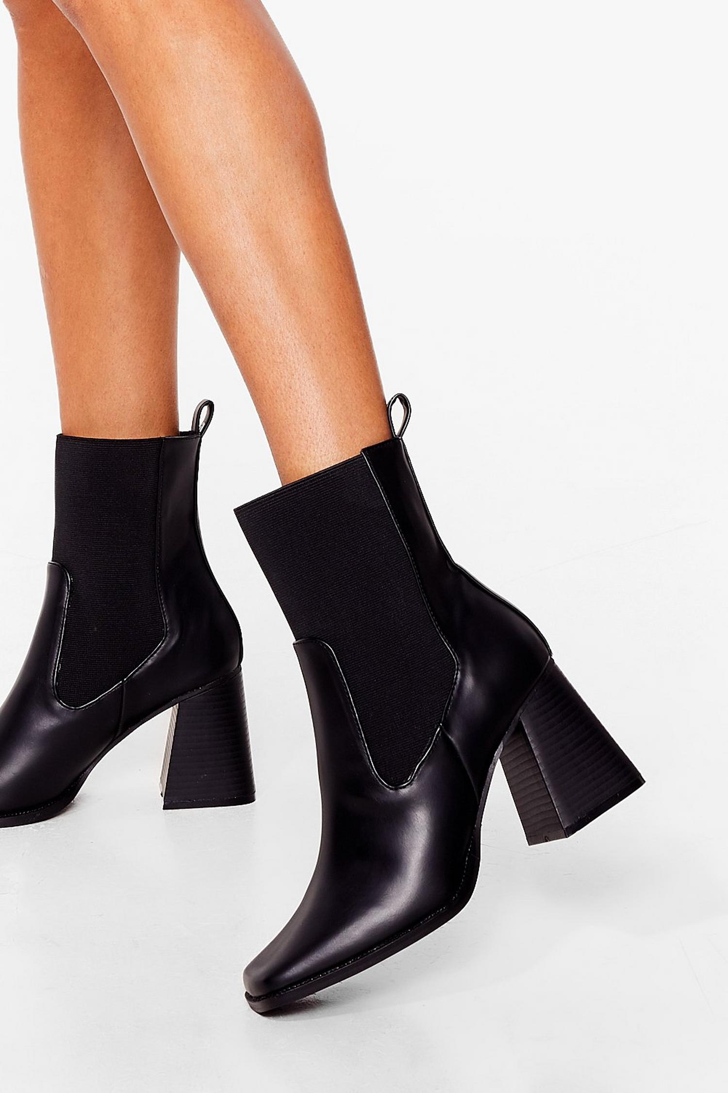 block heel ankle boots with track soles