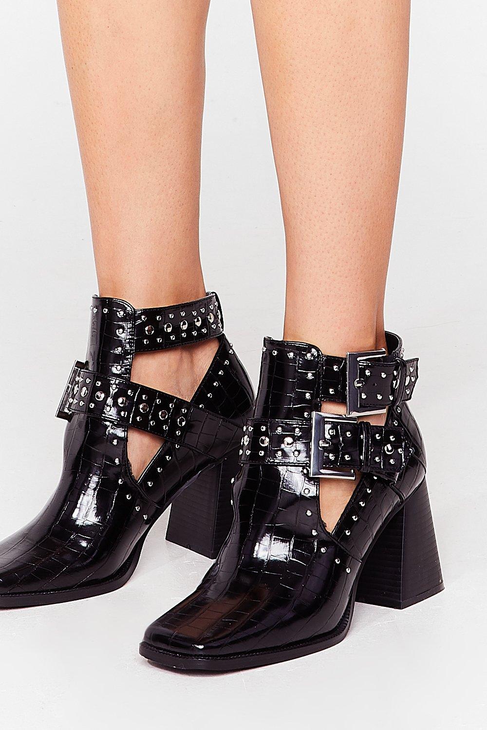 Studded heeled ankle outlet boots