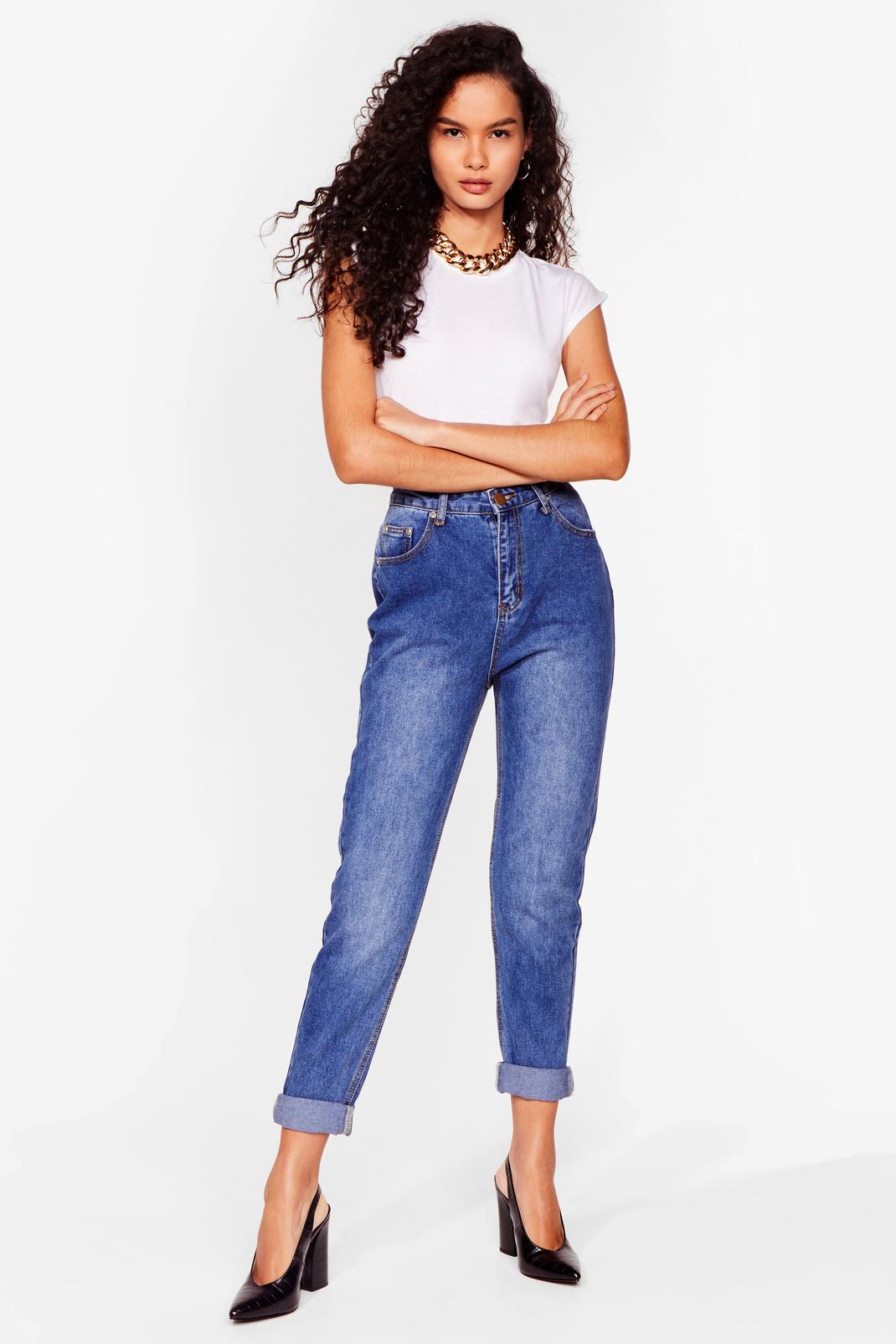 High Rise Mid Wash Mom Jeans image number 1
