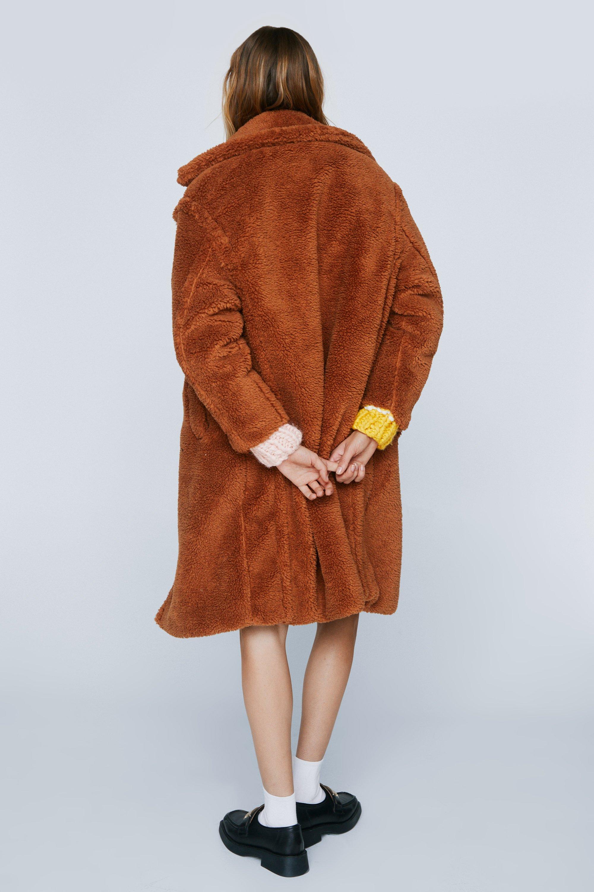 nasty gal teddy bear coat