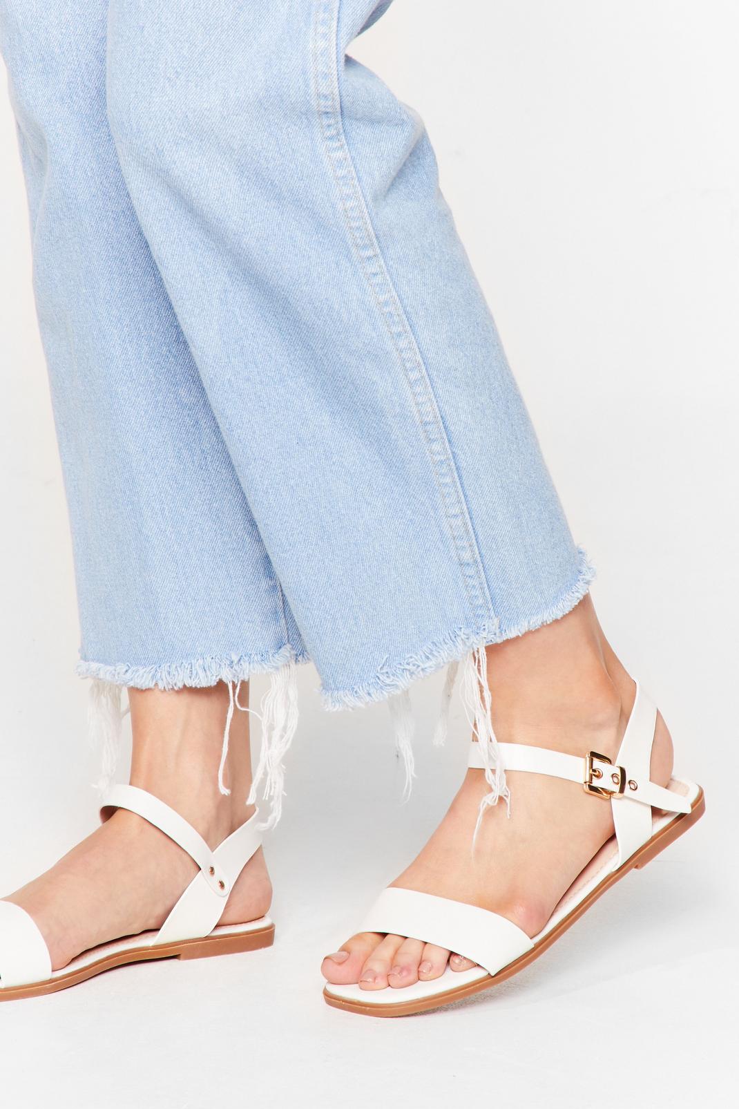 Faux Leather Strappy Flat Sandals image number 1