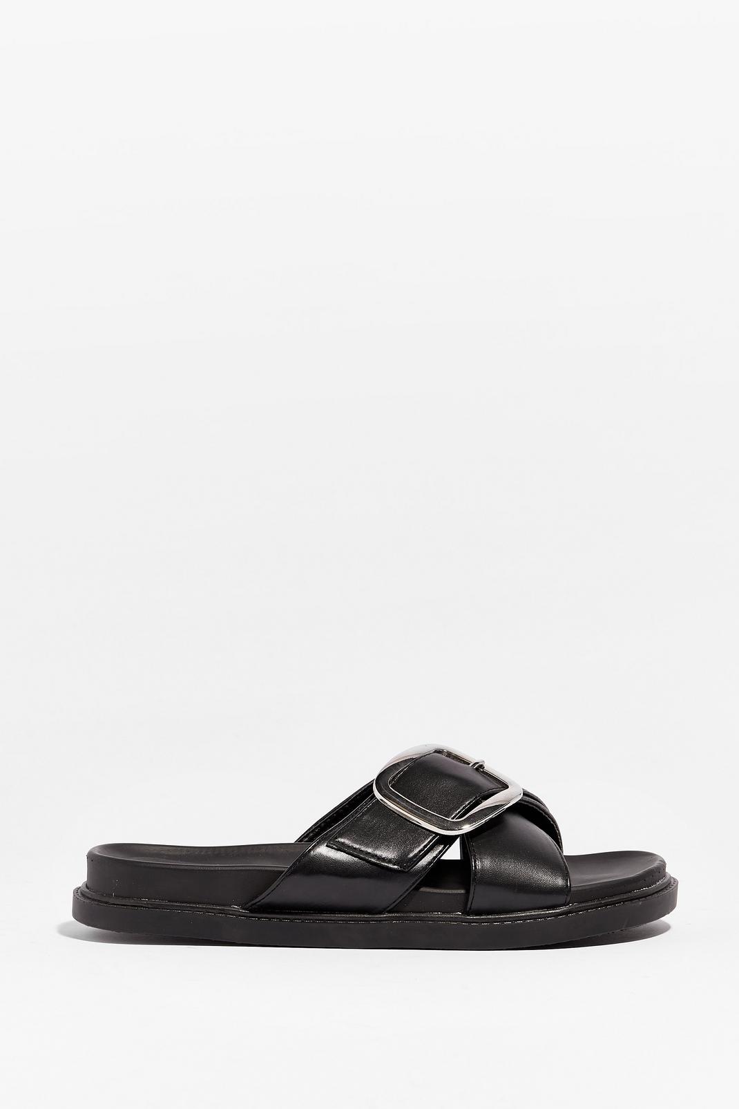 Faux Leather Cross Strap Buckle Sandals image number 1