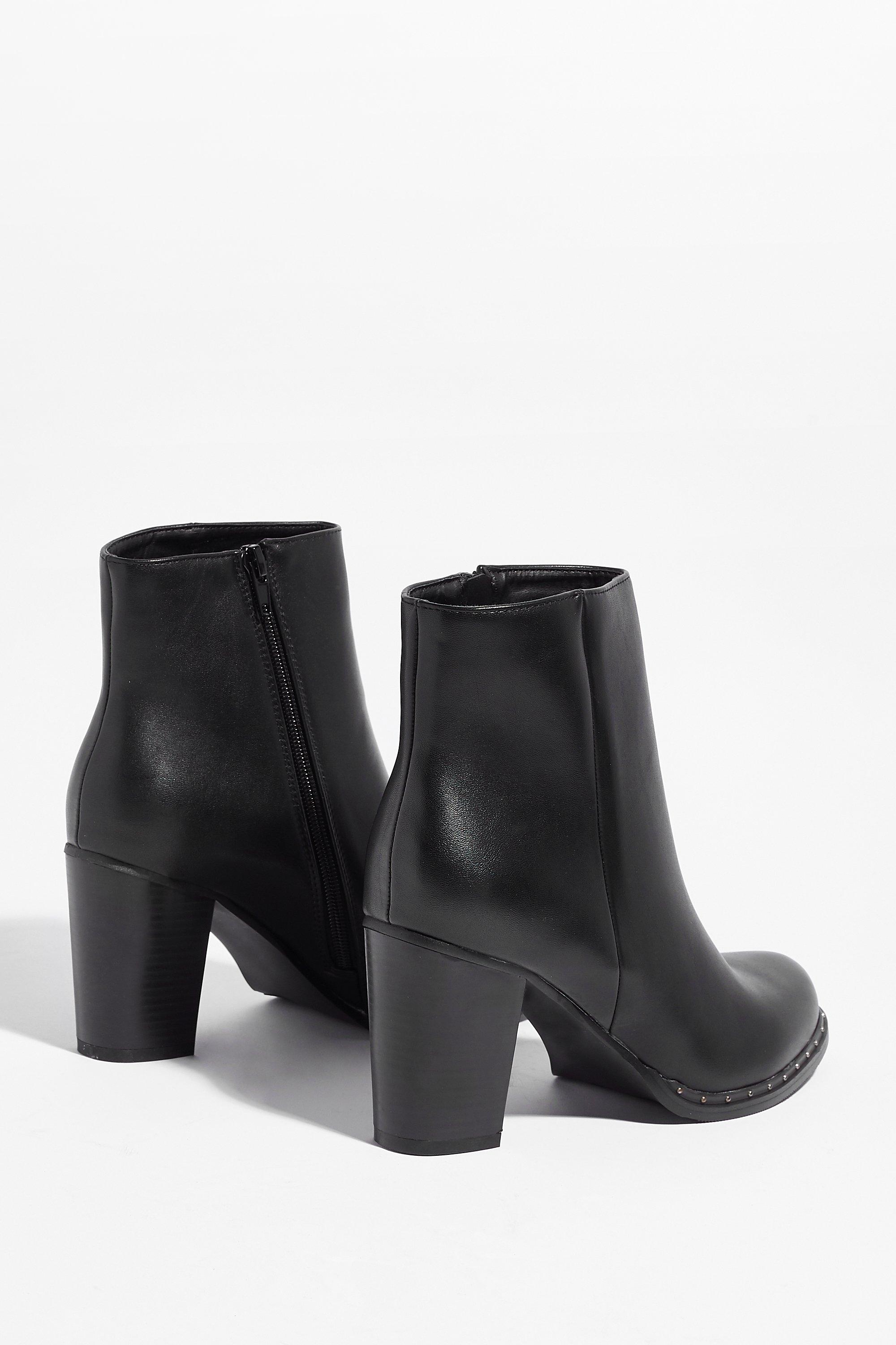 Faux Leather Studded Heeled Ankle Boots Nasty Gal