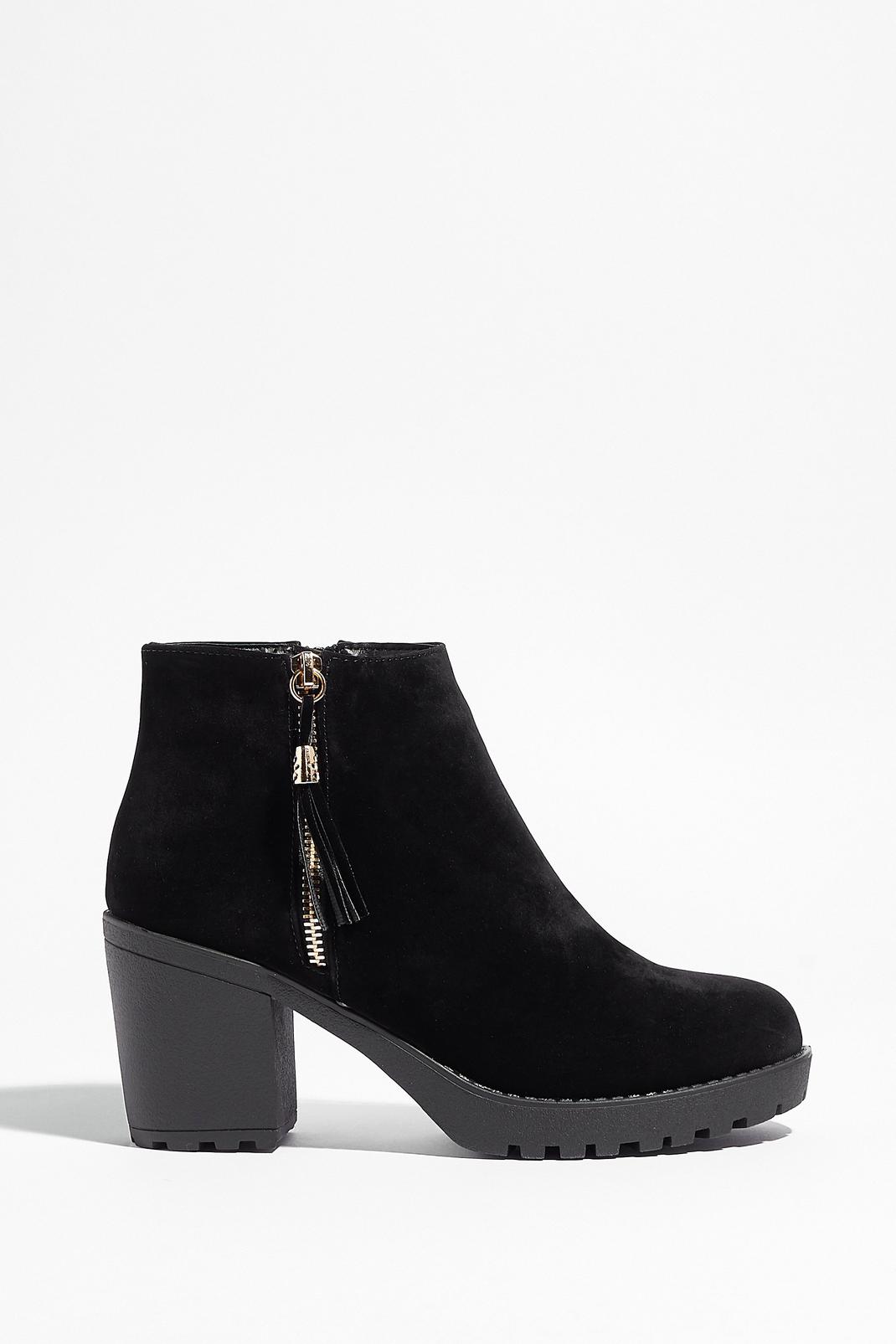 Faux Suede Tassel Zip Ankle Boots image number 1