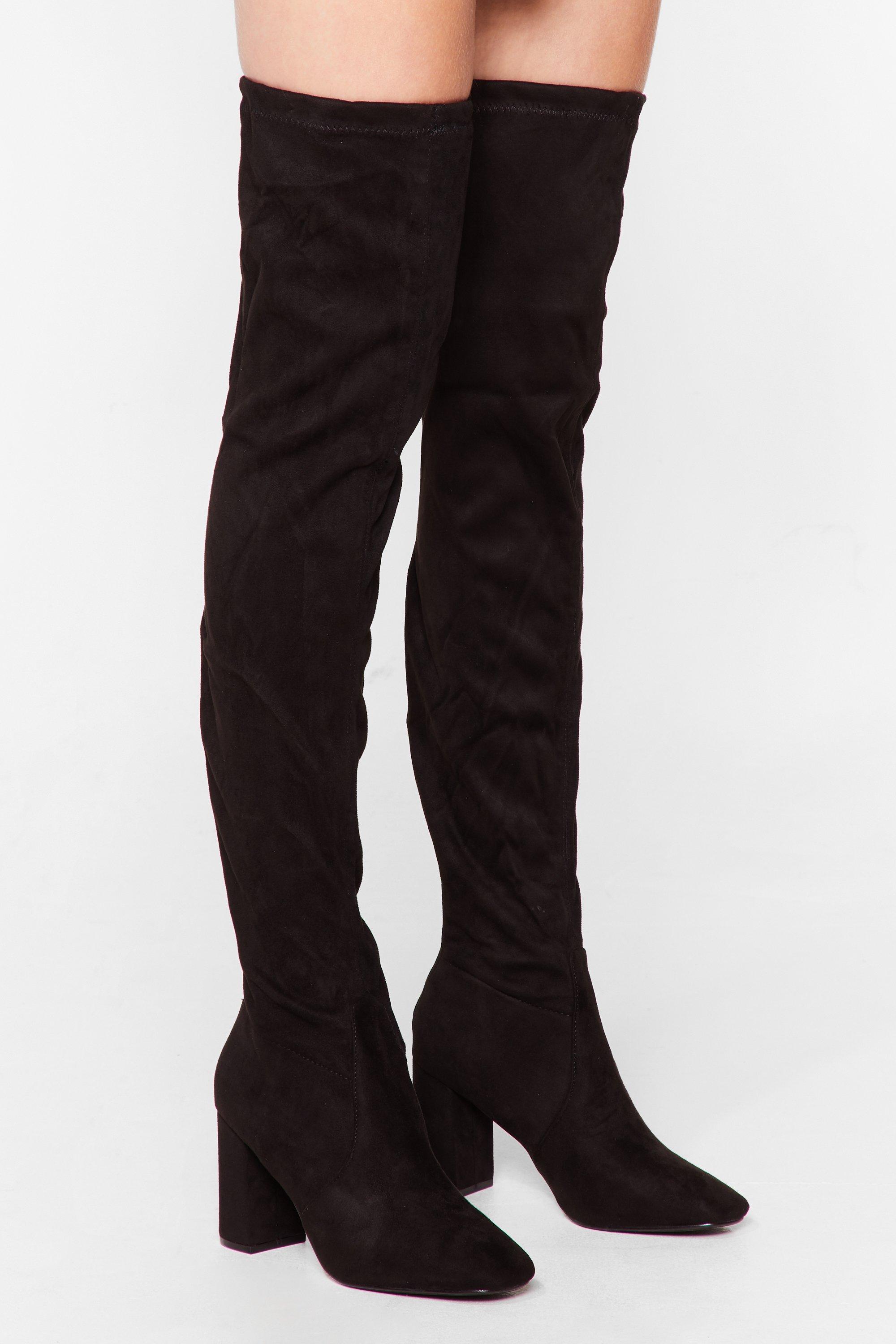 thigh length suede boots