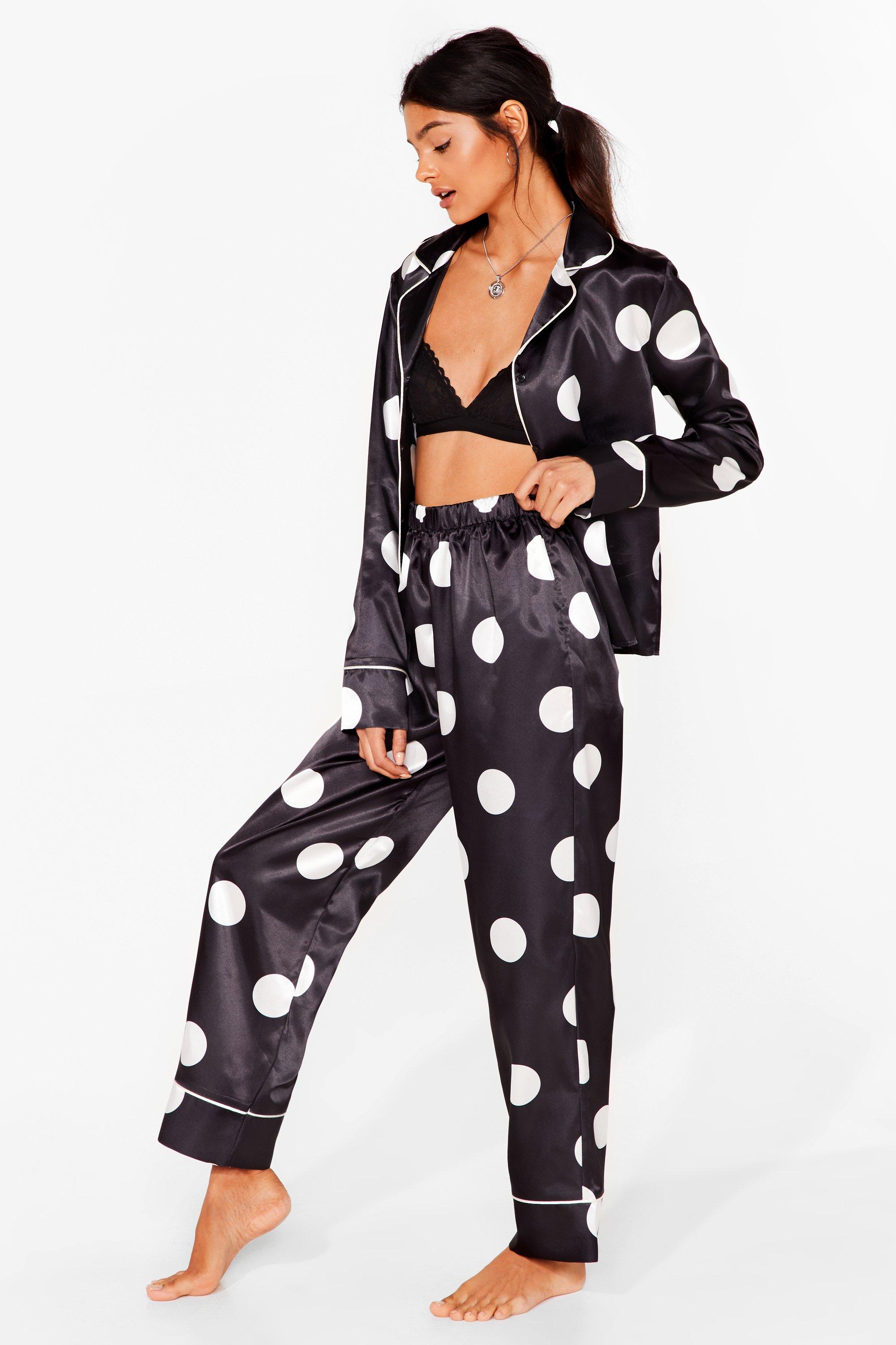 Silk polka dot online pajamas