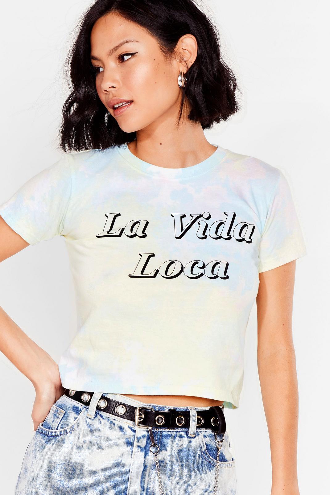 T-shirt effet tie-dye à slogan La Vida Loca image number 1