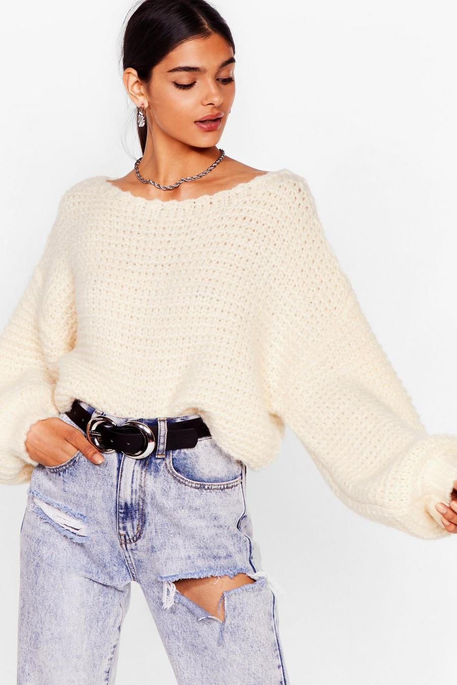 Off The Shoulder Chunky Knit Sweater