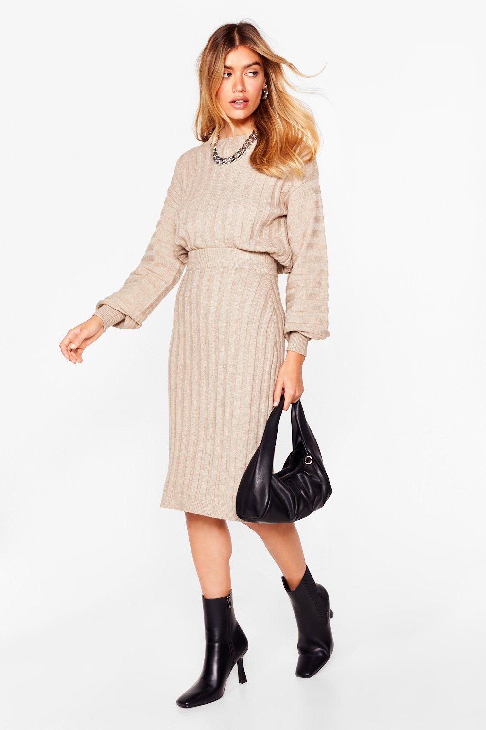 sweater midi skirt set