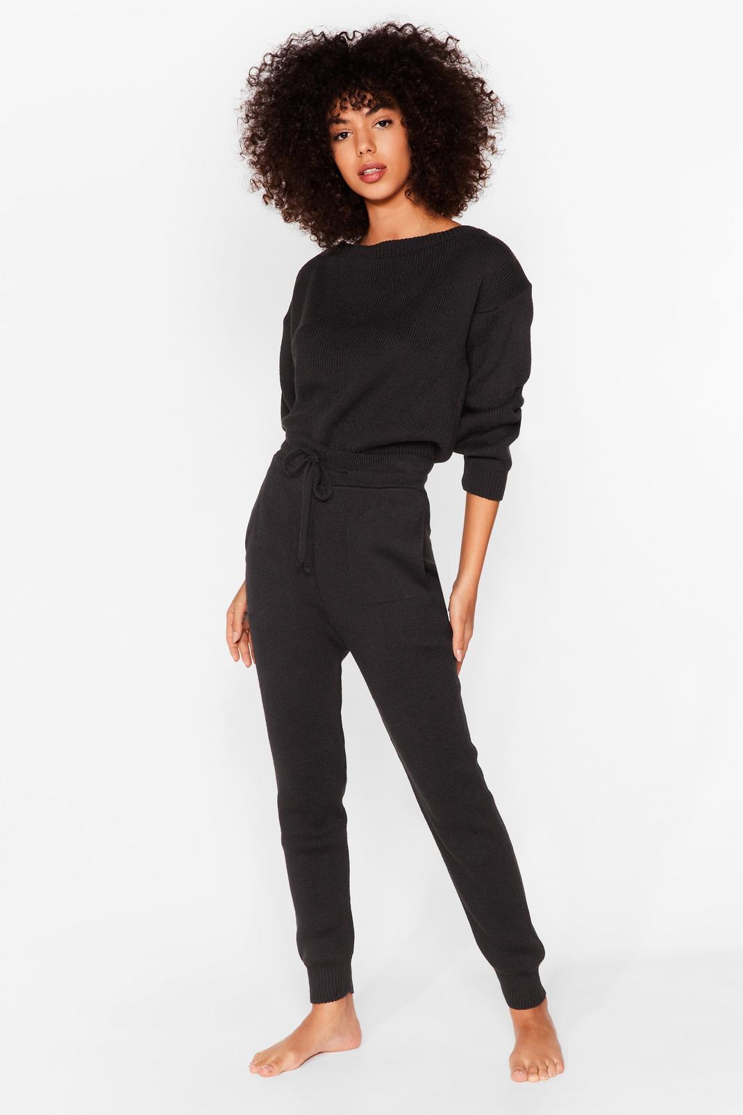 Black Jumper and Joggers Loungewear Set image number 1