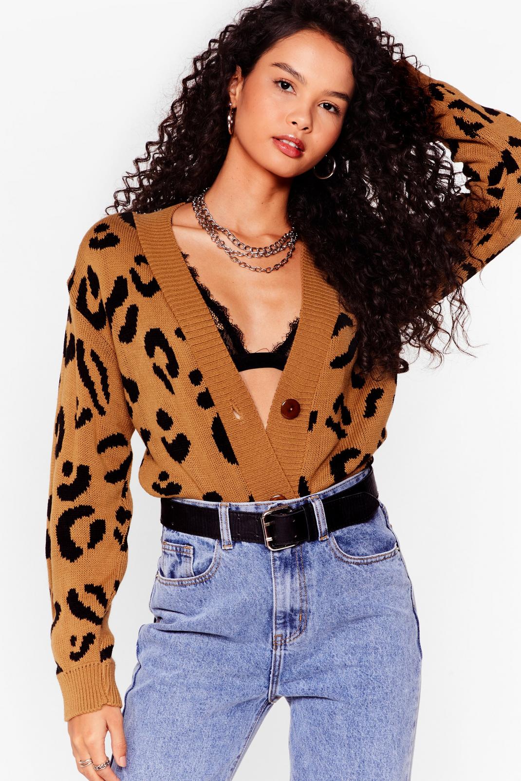 Sand Knit Finished With You Leopard Cardigan image number 1