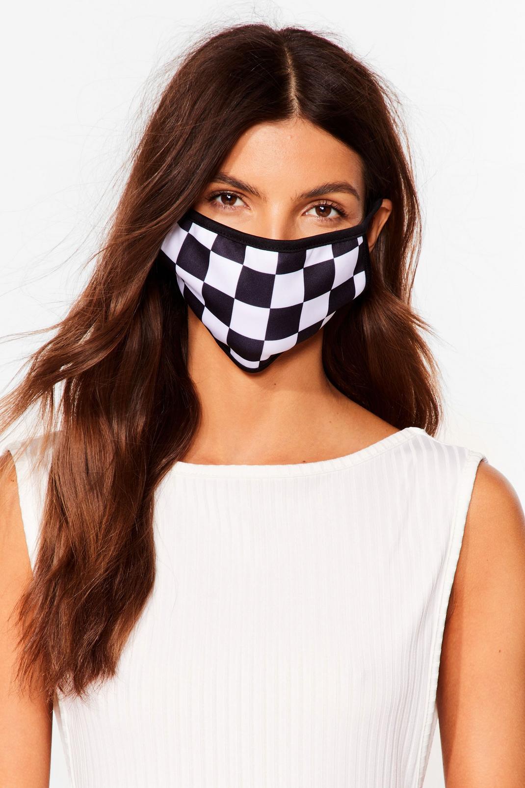 Check Mate Checkerboard Fashion Face Mask image number 1