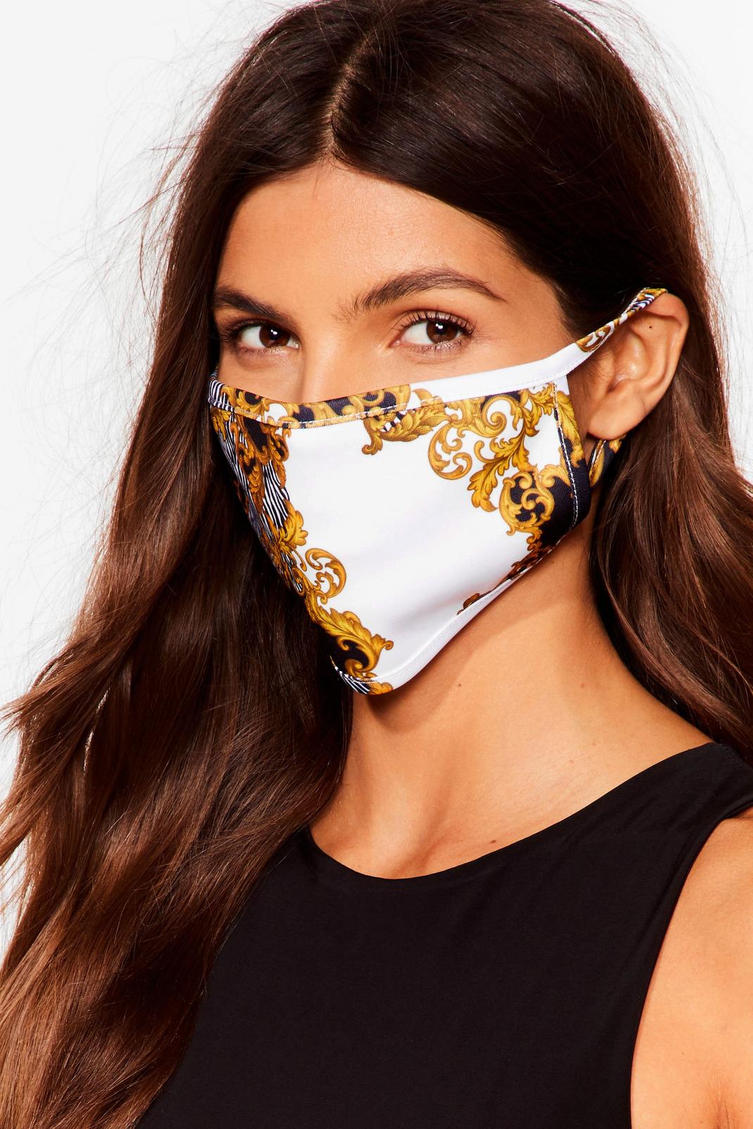 Get Outta My Face Brocade Fashion Face Mask image number 1