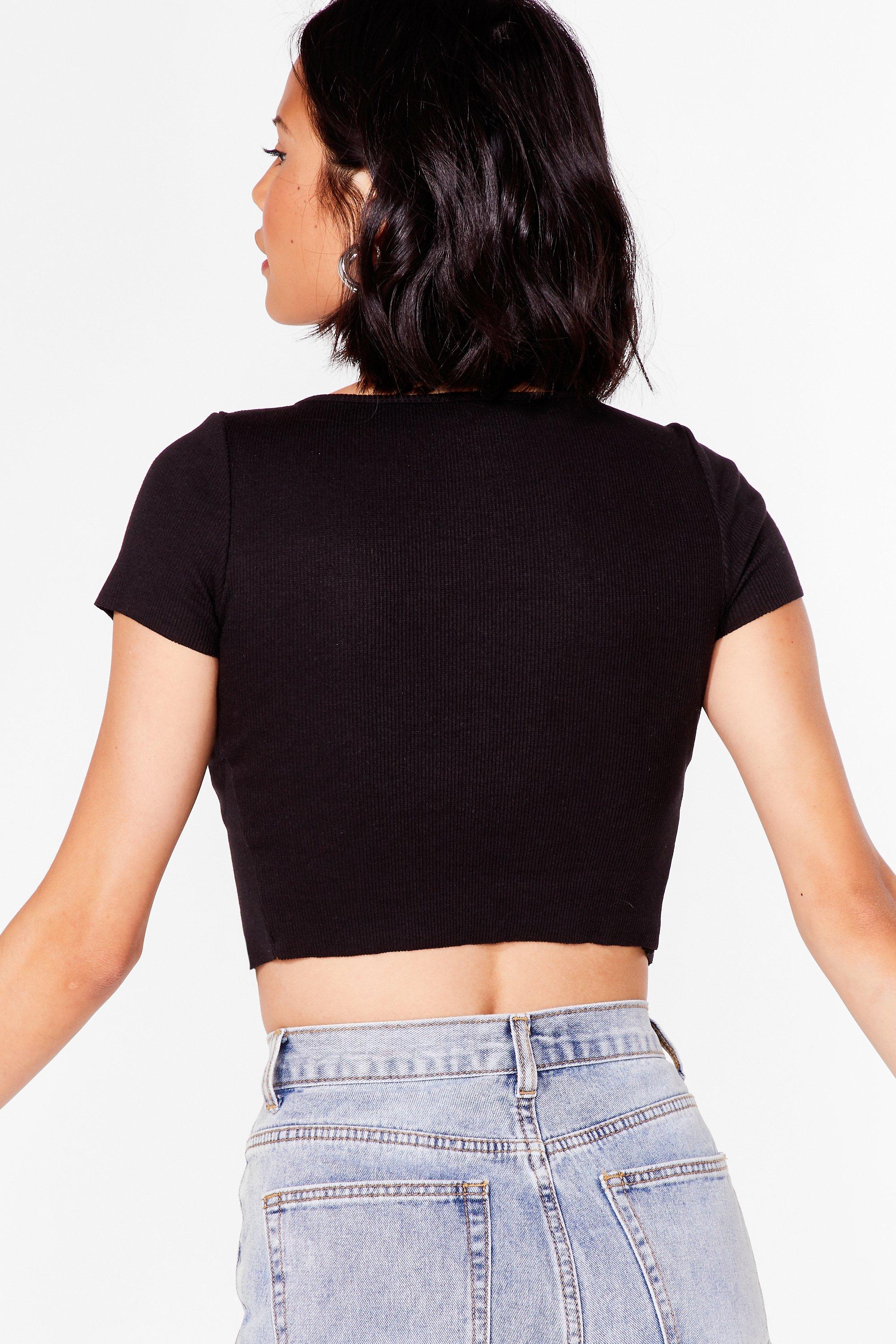 Double Tie Front Ribbed Crop Top