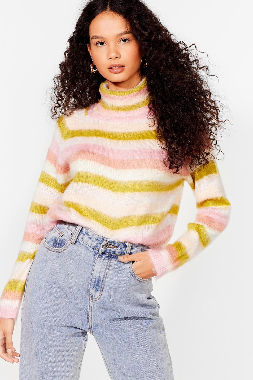 Brushed Off Your Feet Striped Turtleneck Sweater image number 1