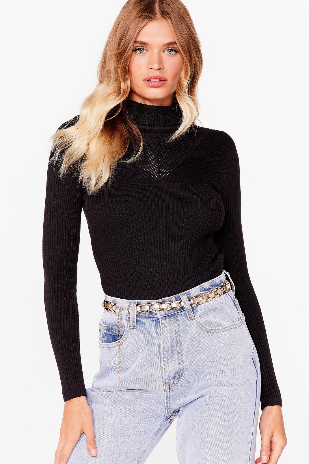Ribbed High Neck Fitted Jumper image number 1