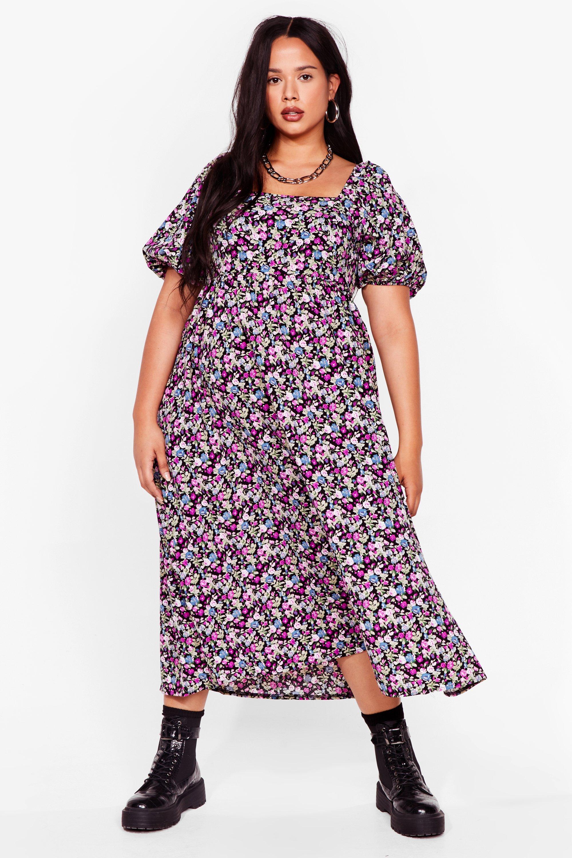 Plus Size Floral Smock Midi Dress | Nasty Gal