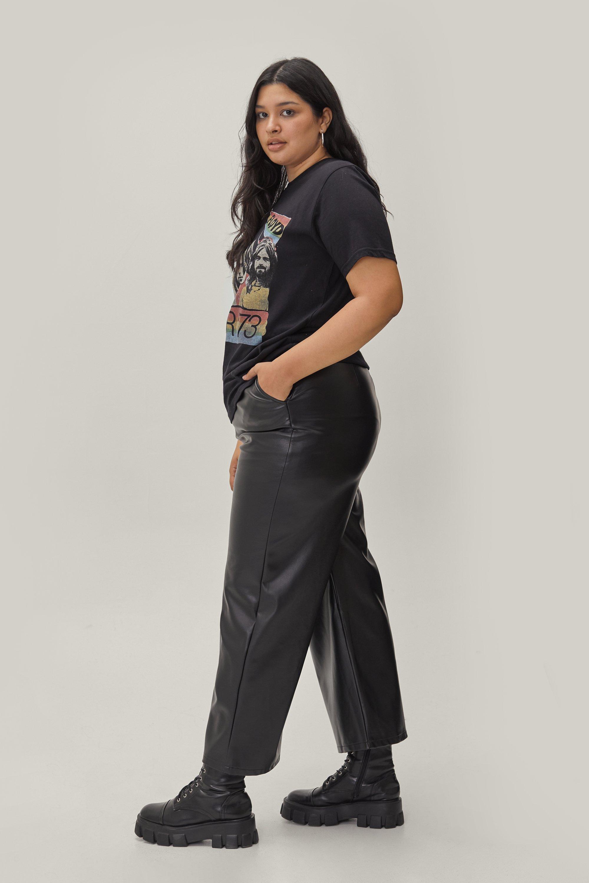 Plus size leather store trousers