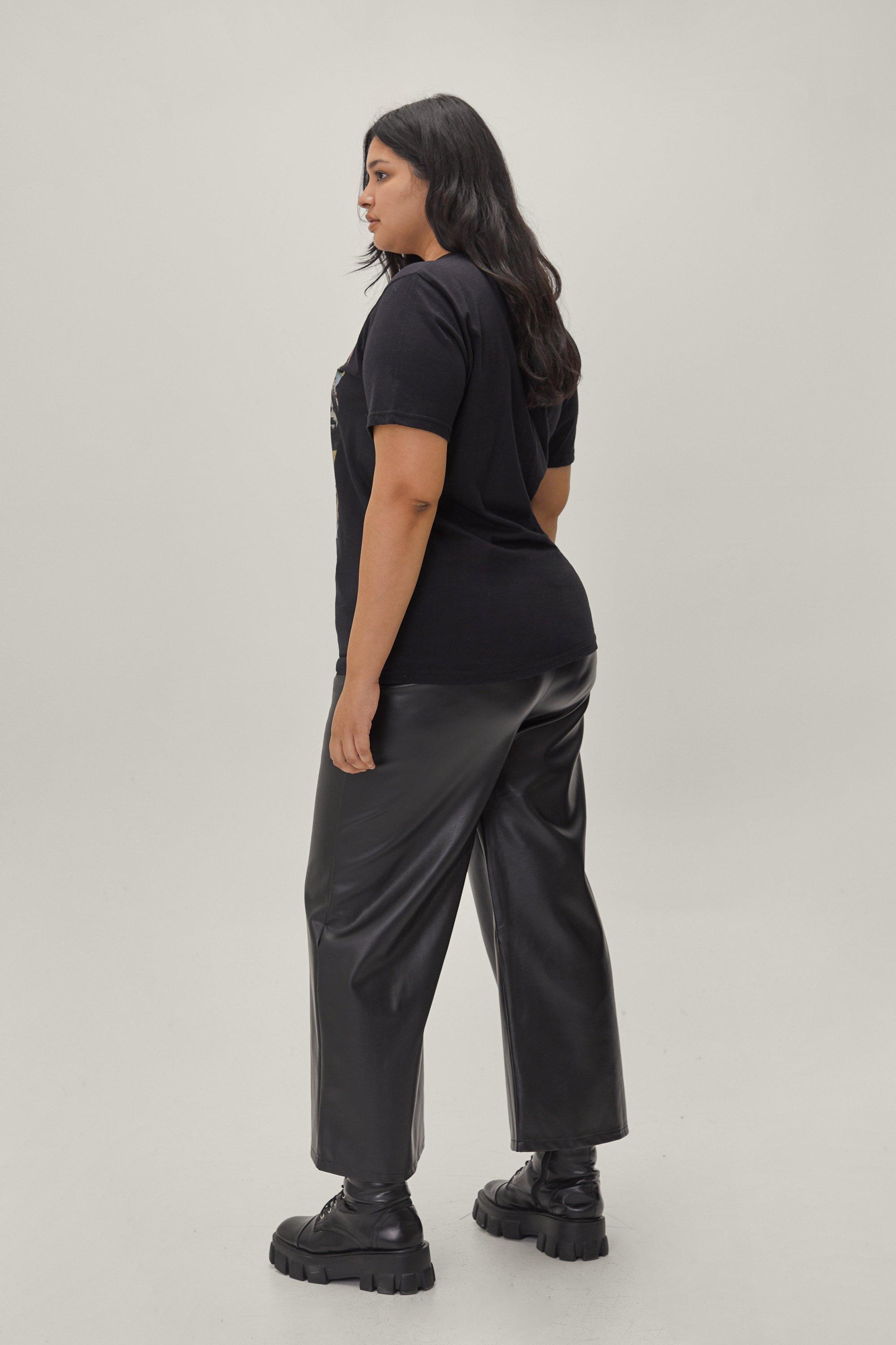 Black Plus Size Cropped Vegan Leather Pants