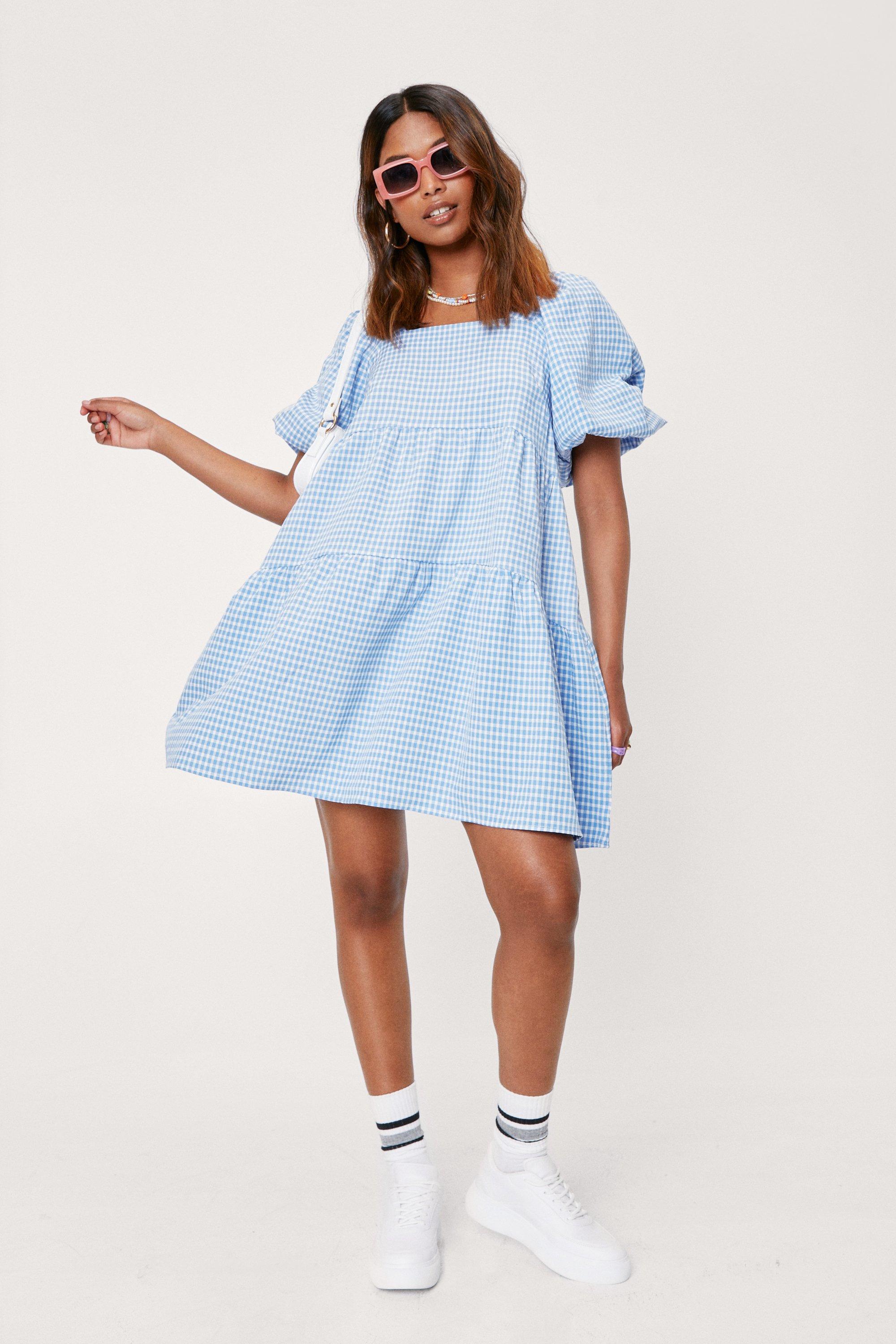 gingham tiered dress